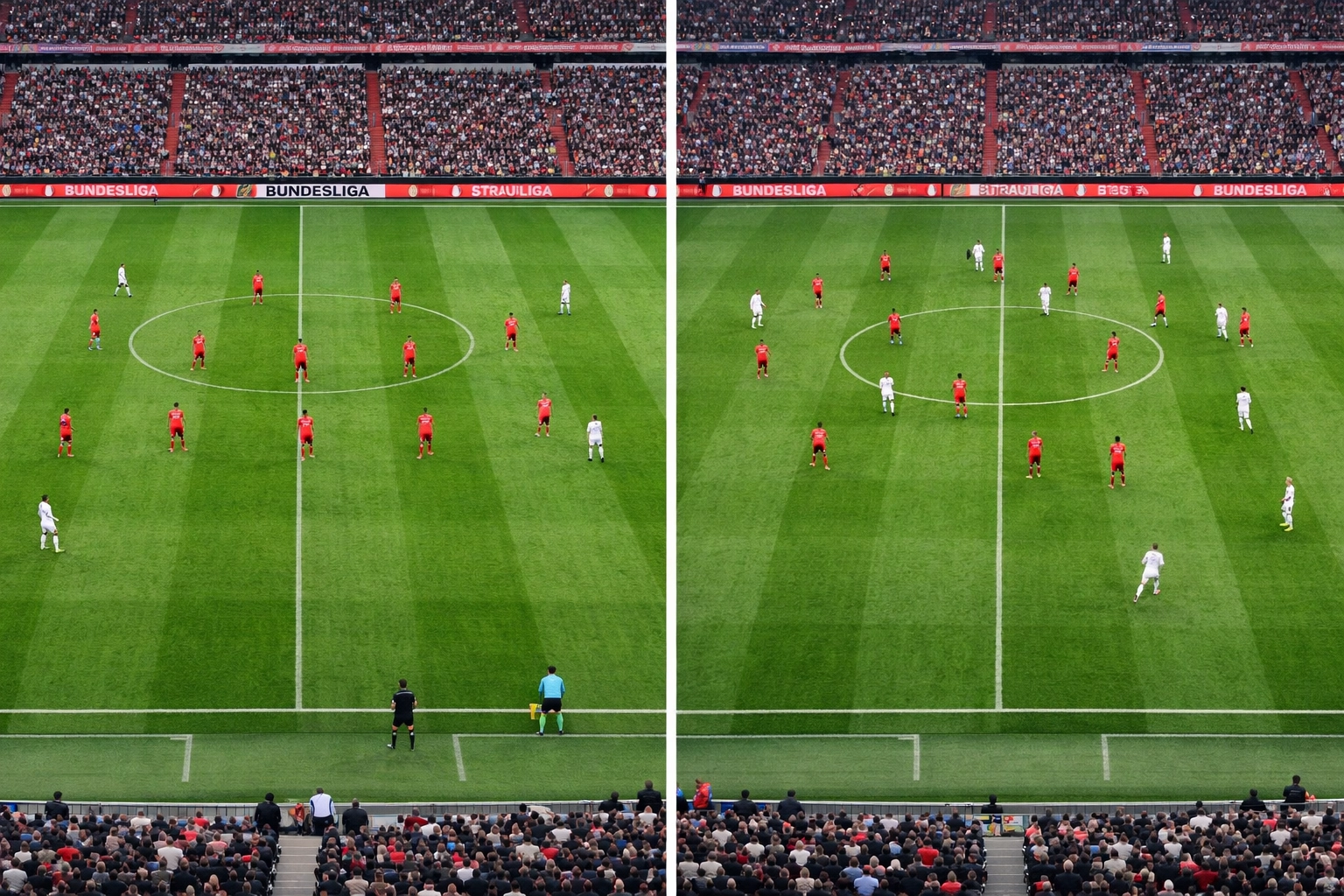 Bundesliga Formationswechsel von 4-4-2 zu 2-3-5 im Spielverlauf