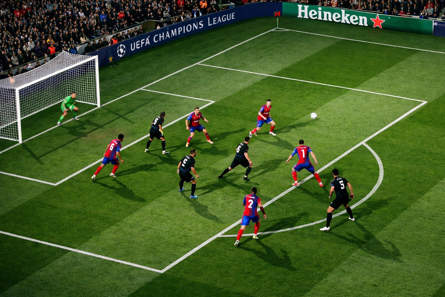 Taktische Raumbesetzung im Strafraum bei Champions League Angriffen