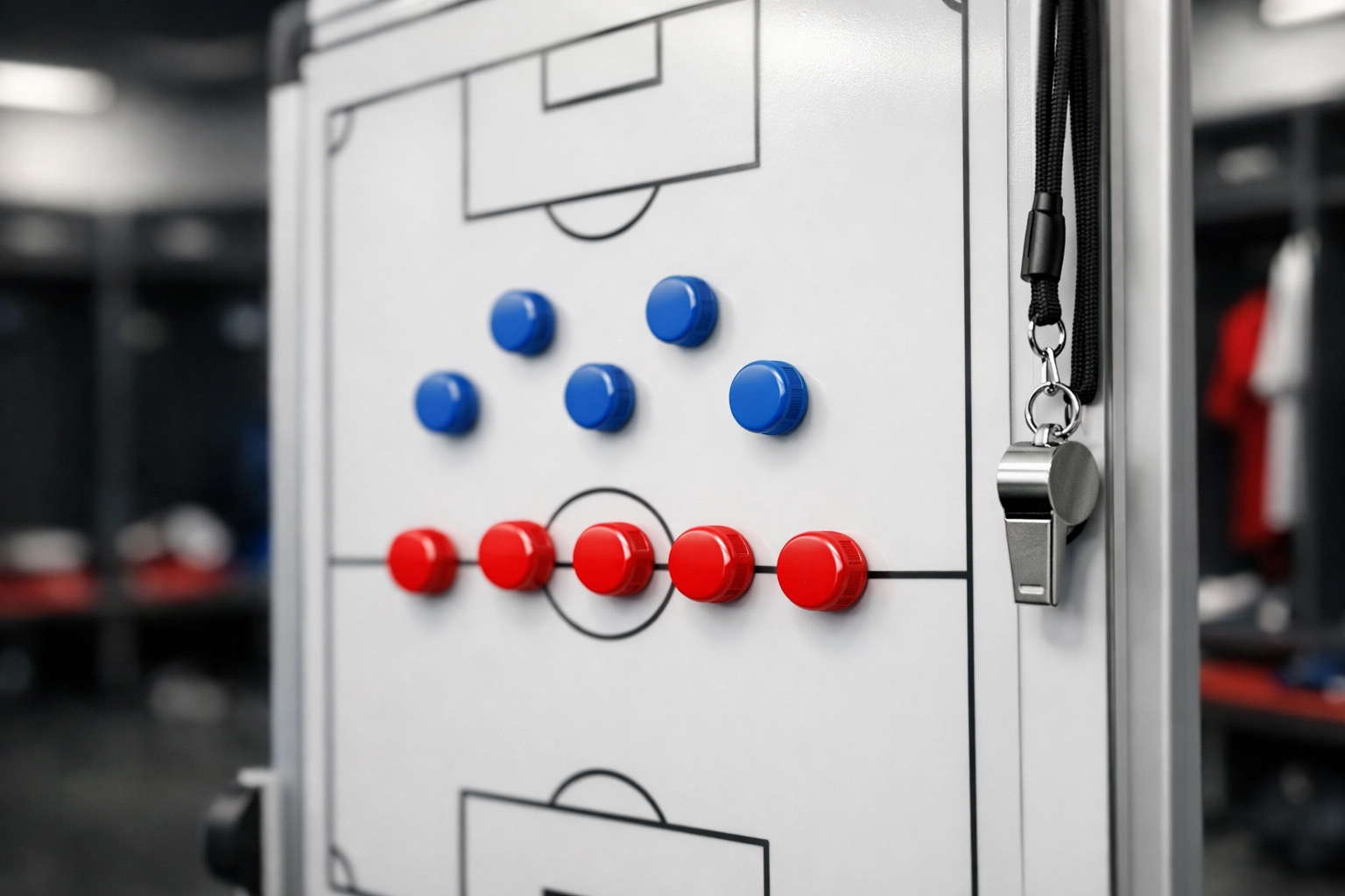 Fußball Taktiktafel für die Analyse und Strategie der Champions League Tipps heute.