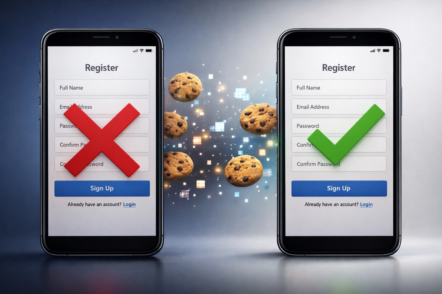 Vergleich Registrierung Sportwetten-Bonus mit korrektem und falschem Link