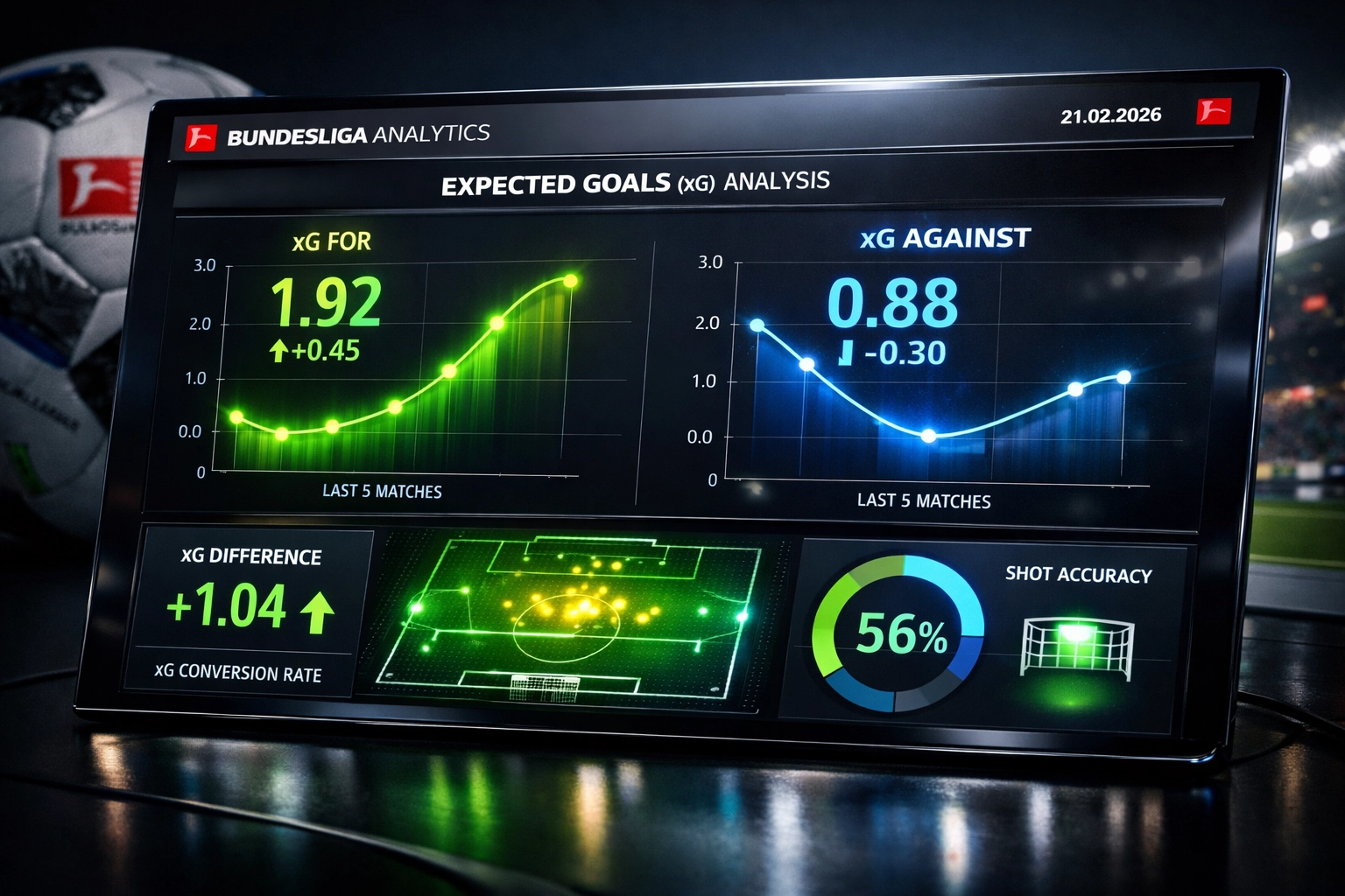 Expected Goals Statistik Dashboard für Bundesliga Wettanalyse mit xG-Metriken