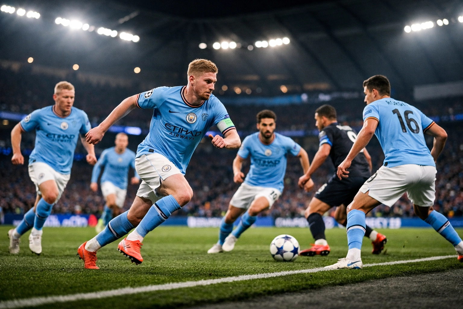 Manchester City Pressing-Bewegung Champions League 2026 mit Haaland und De Bruyne
