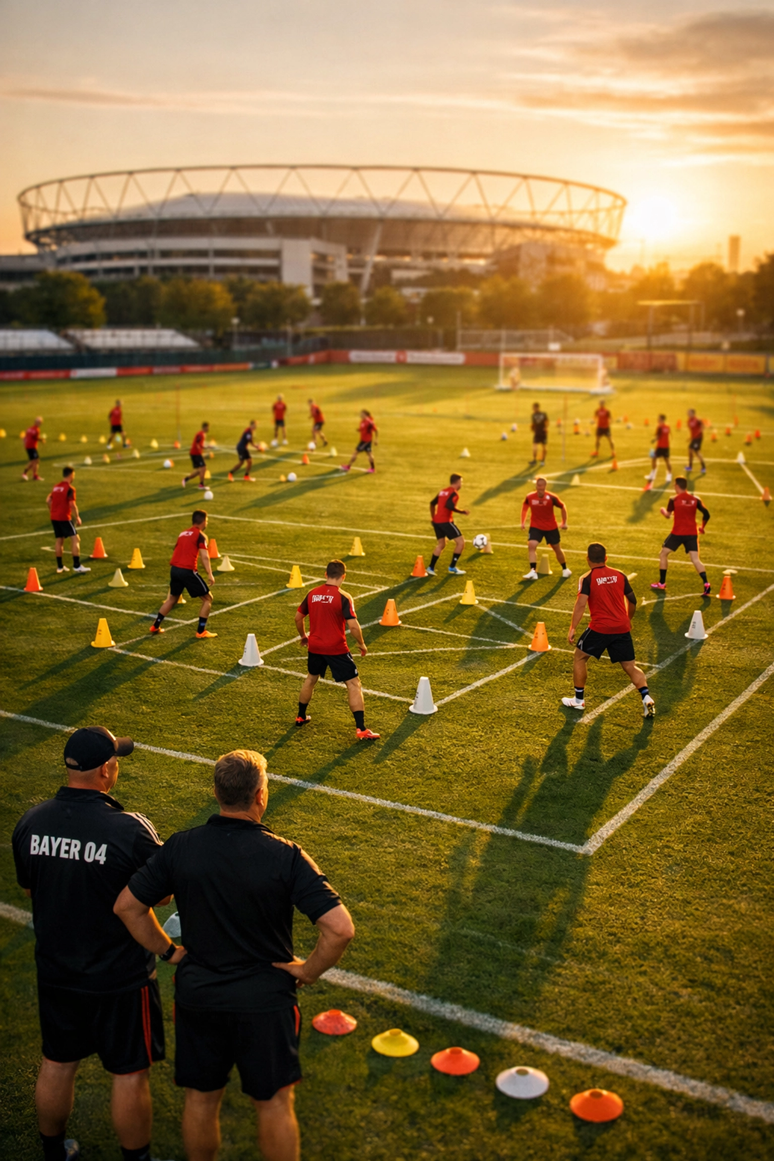 Bayer Leverkusen Training mit neuen Transfers auf dem Trainingsgelände