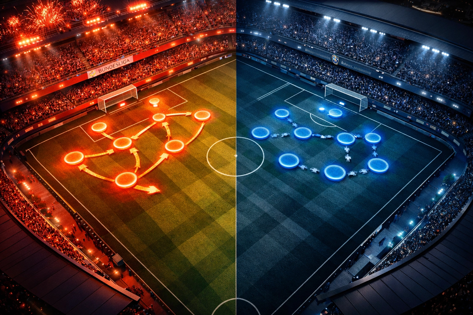 Taktischer Vergleich offensiver und defensiver Formationen in verschiedenen Fußball-Ligen