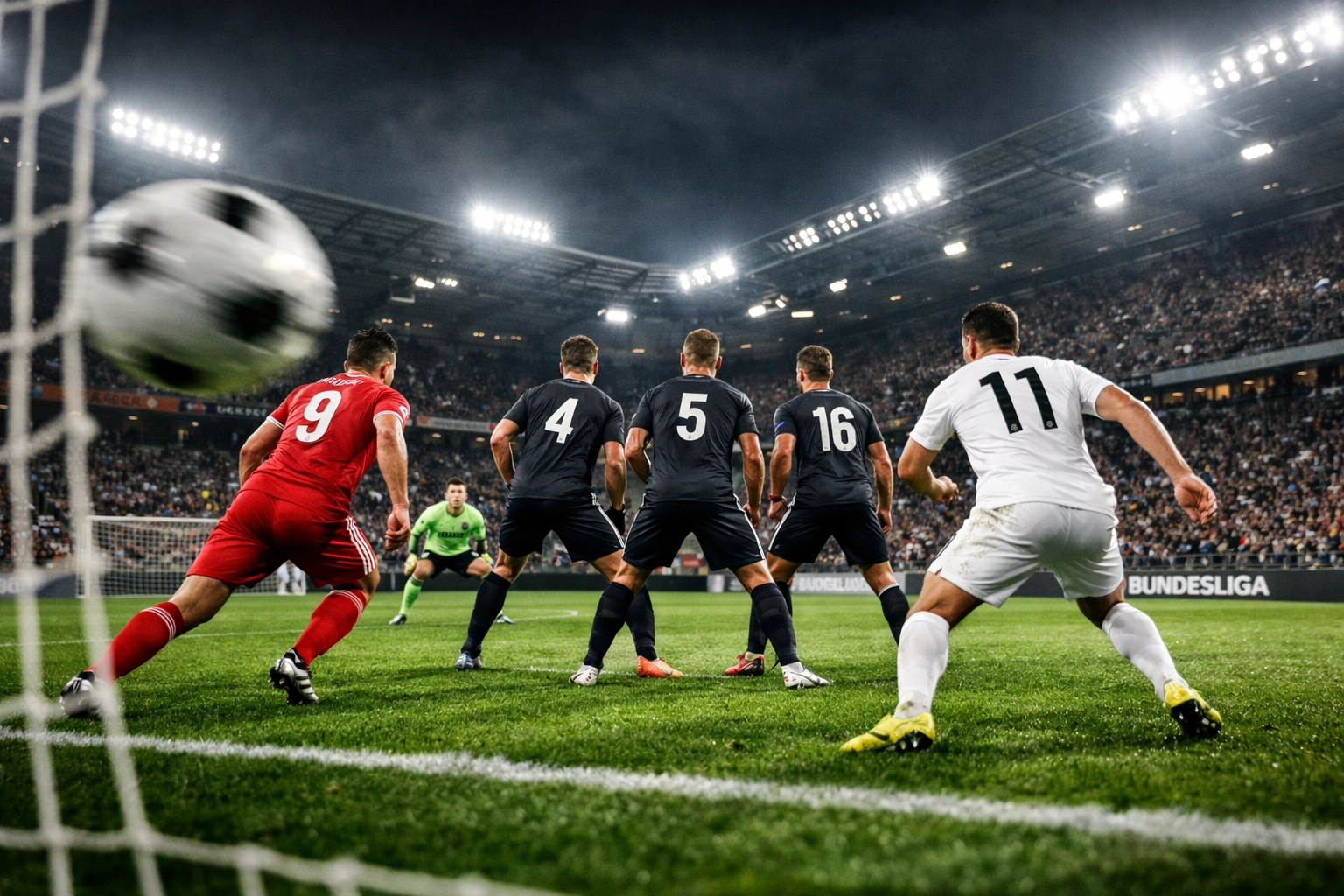 Bundesliga Zweikampf: Doppelspitze gegen Viererkette im Strafraum