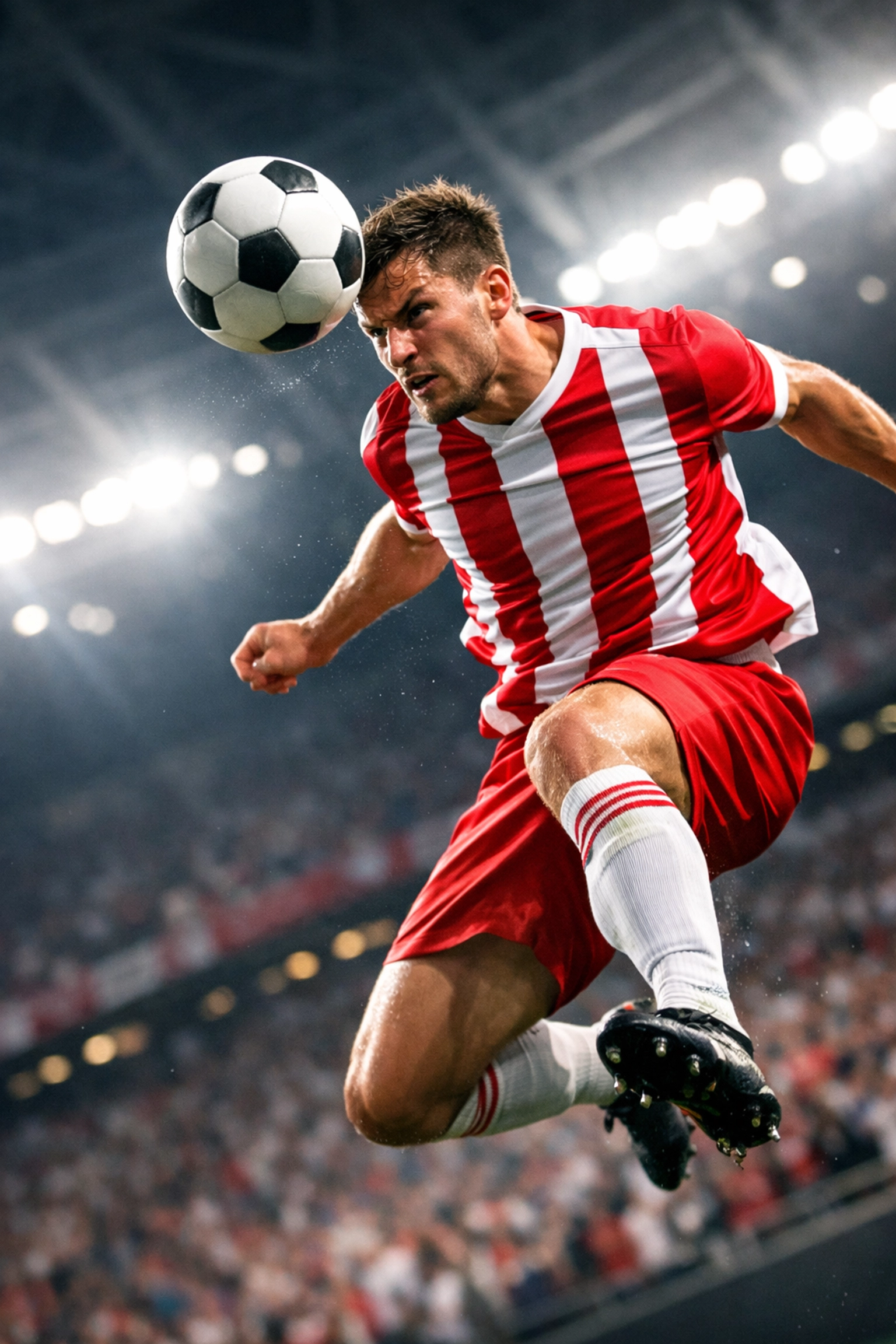 Klassischer Neuner beim Kopfball im Bundesliga-Stadion 2026