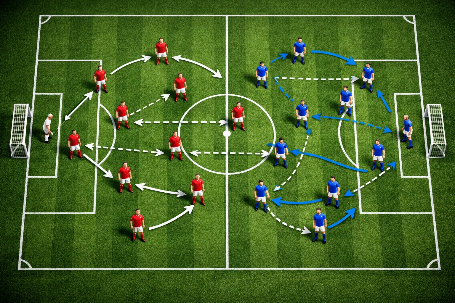 Taktisches Systemduell zwischen zwei Formationen im Champions League Achtelfinale