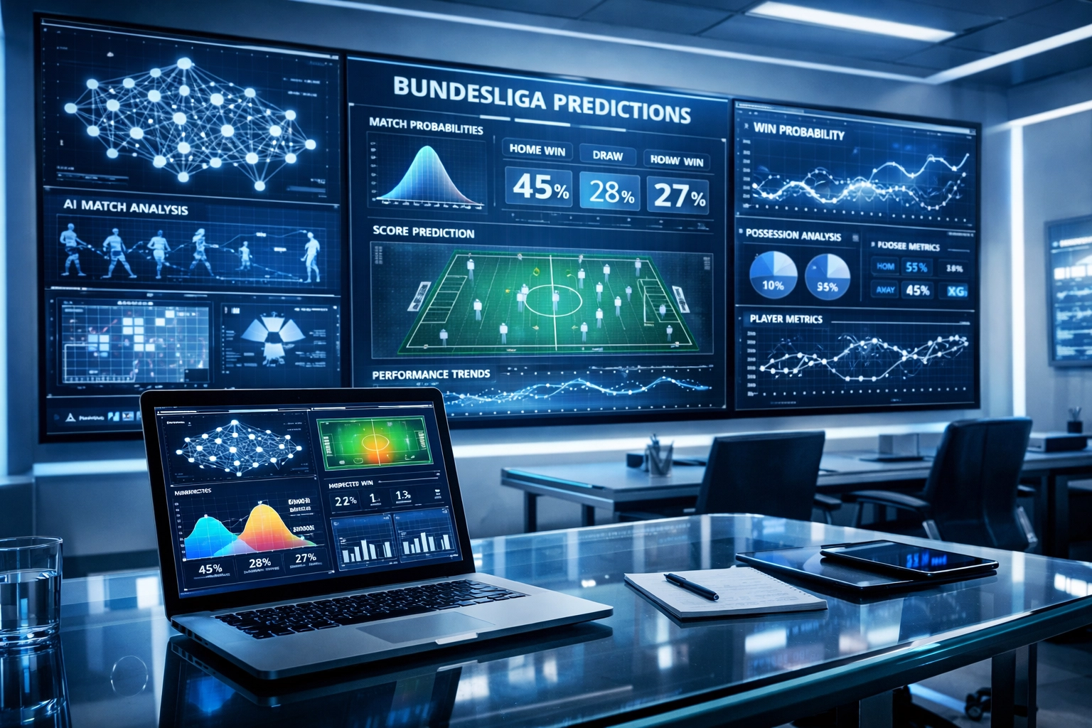 KI-gestützte Bundesliga Prognosemodelle und algorithmische Wettanalyse auf Bildschirmen