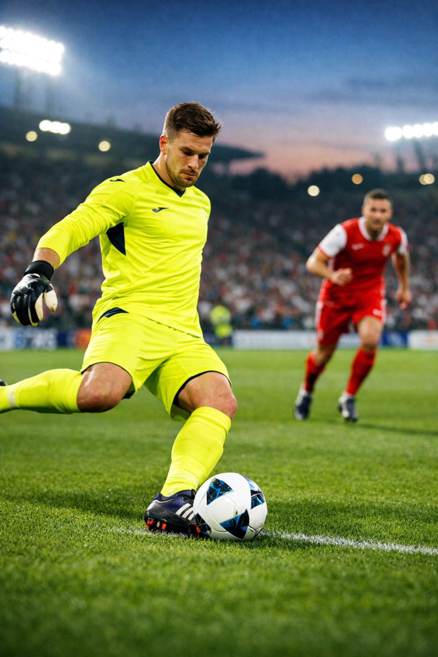Moderner Torwart agiert als elfter Feldspieler beim Spielaufbau gegen hohes Pressing.