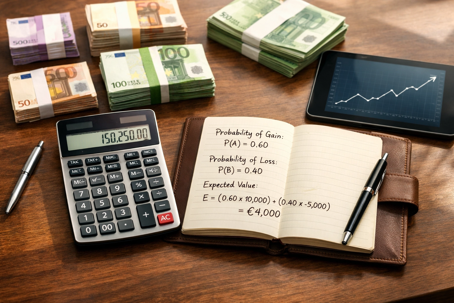 Risikomanagement-Arbeitsplatz mit Bankroll-Berechnung und Einsatzplanung