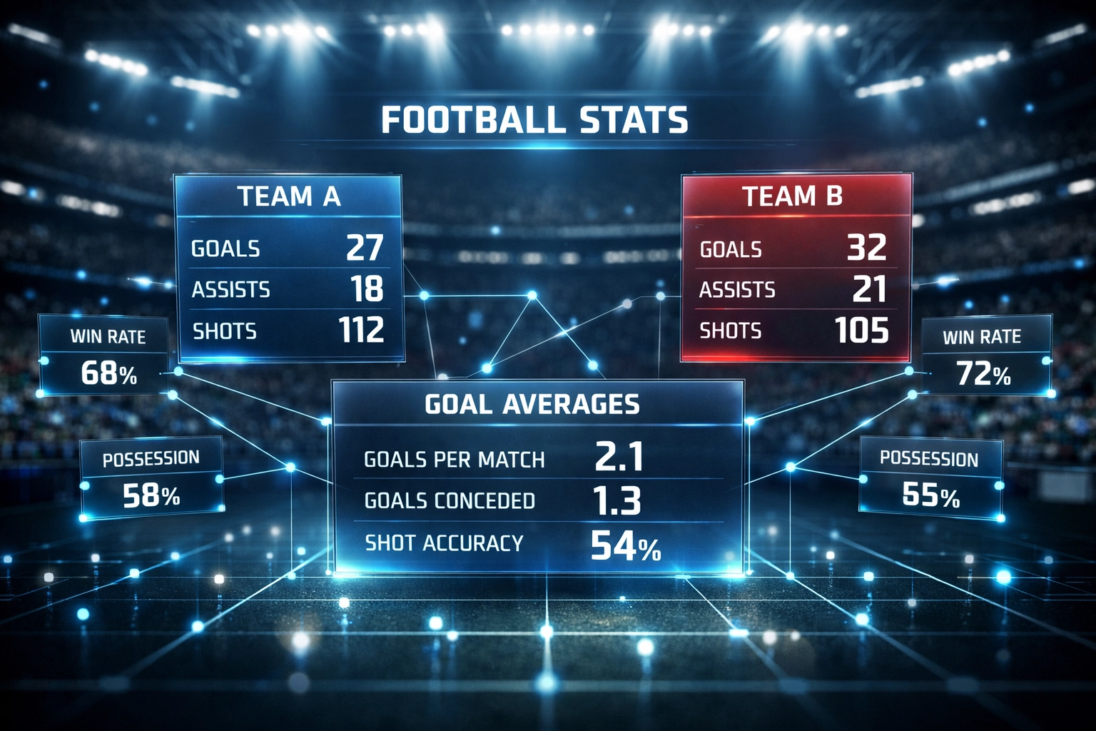 Statistische Datenvisualisierung für Over 2.5 Torberechnung mit Teamstatistiken