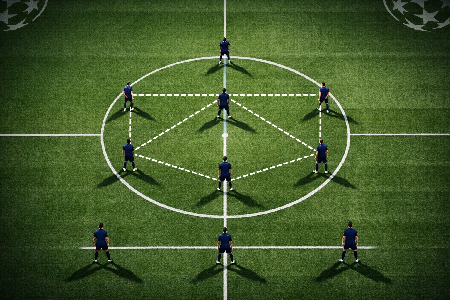 Invertierte Außenverteidiger in 3-4 Formation beim Champions League Spielaufbau