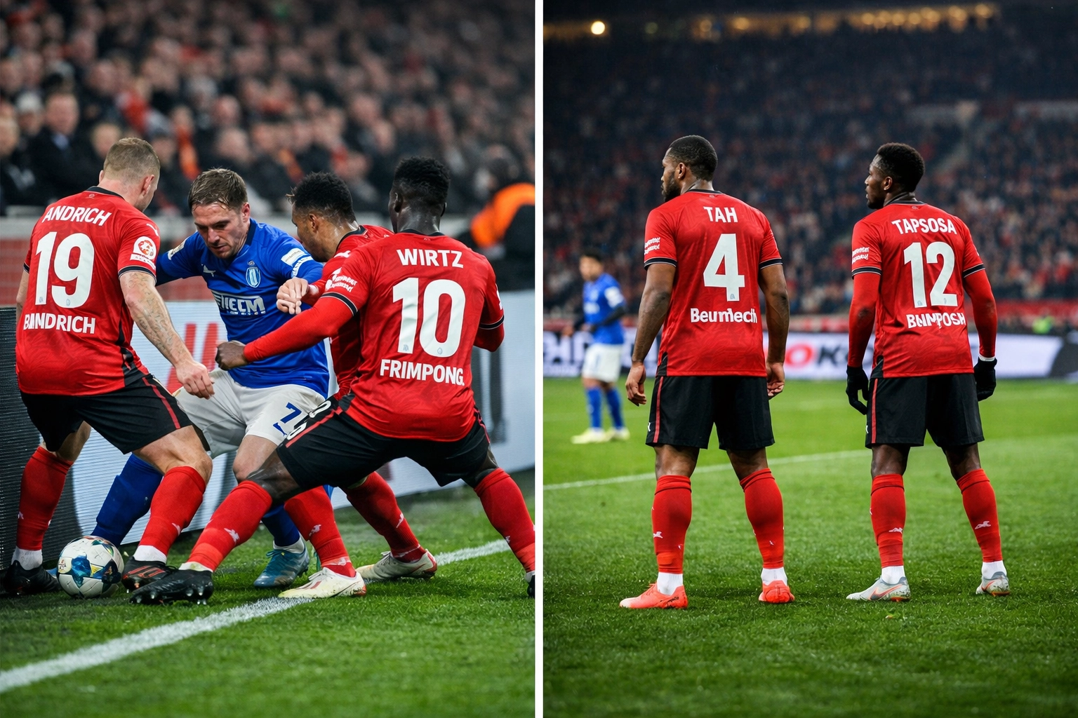 Leverkusen mannorientiertes Angriffspressing mit Flügelläufern und Absicherung