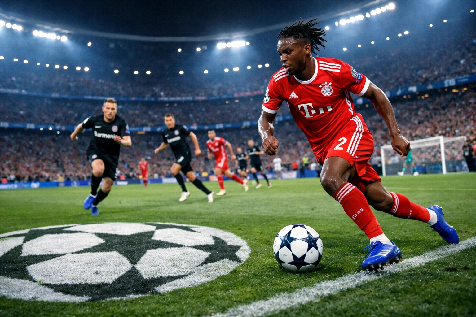 Bayern München Konter gegen Leverkusen in der Champions League über die Außenbahn