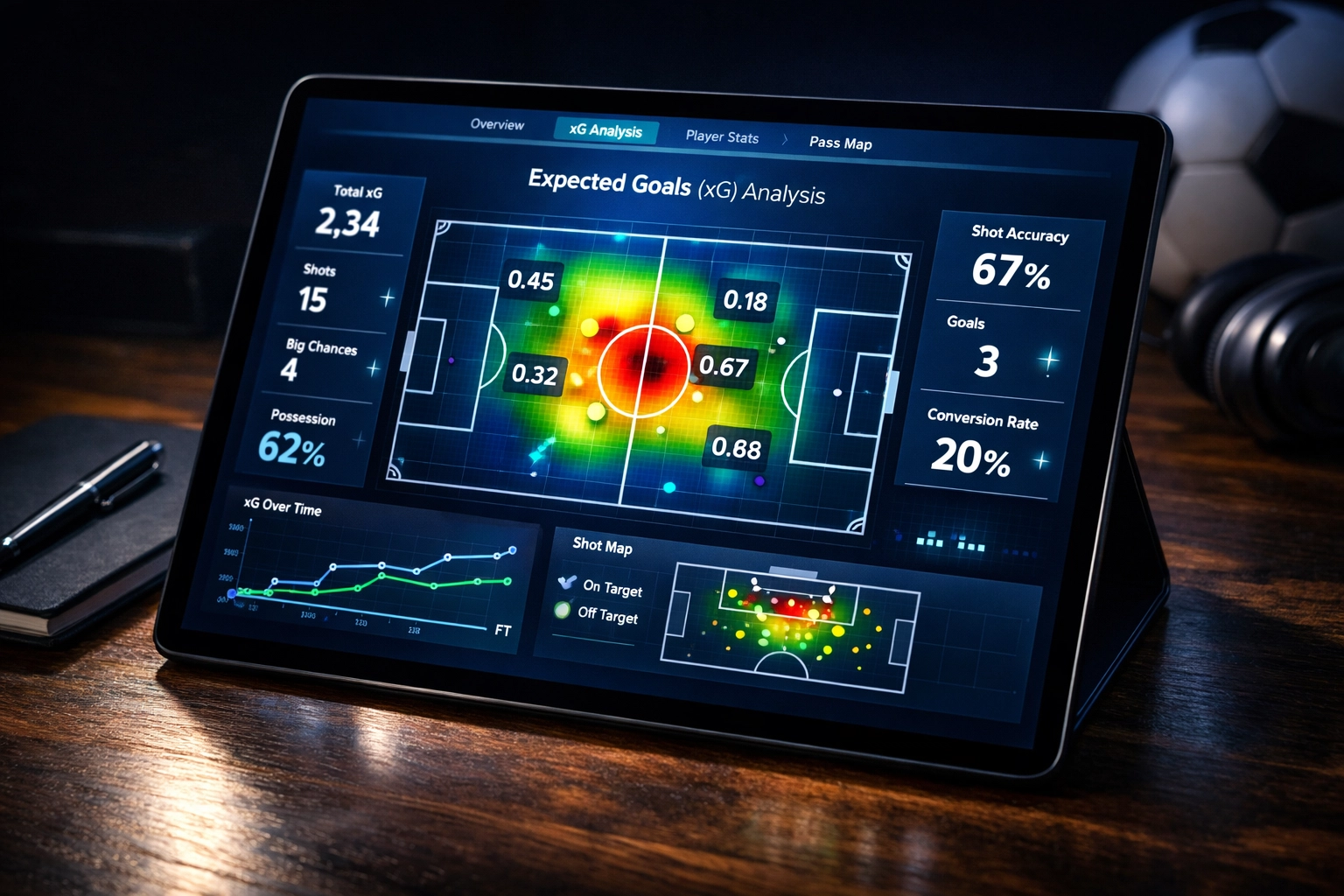 Expected Goals Dashboard mit xG-Statistiken für professionelle Wettanalyse