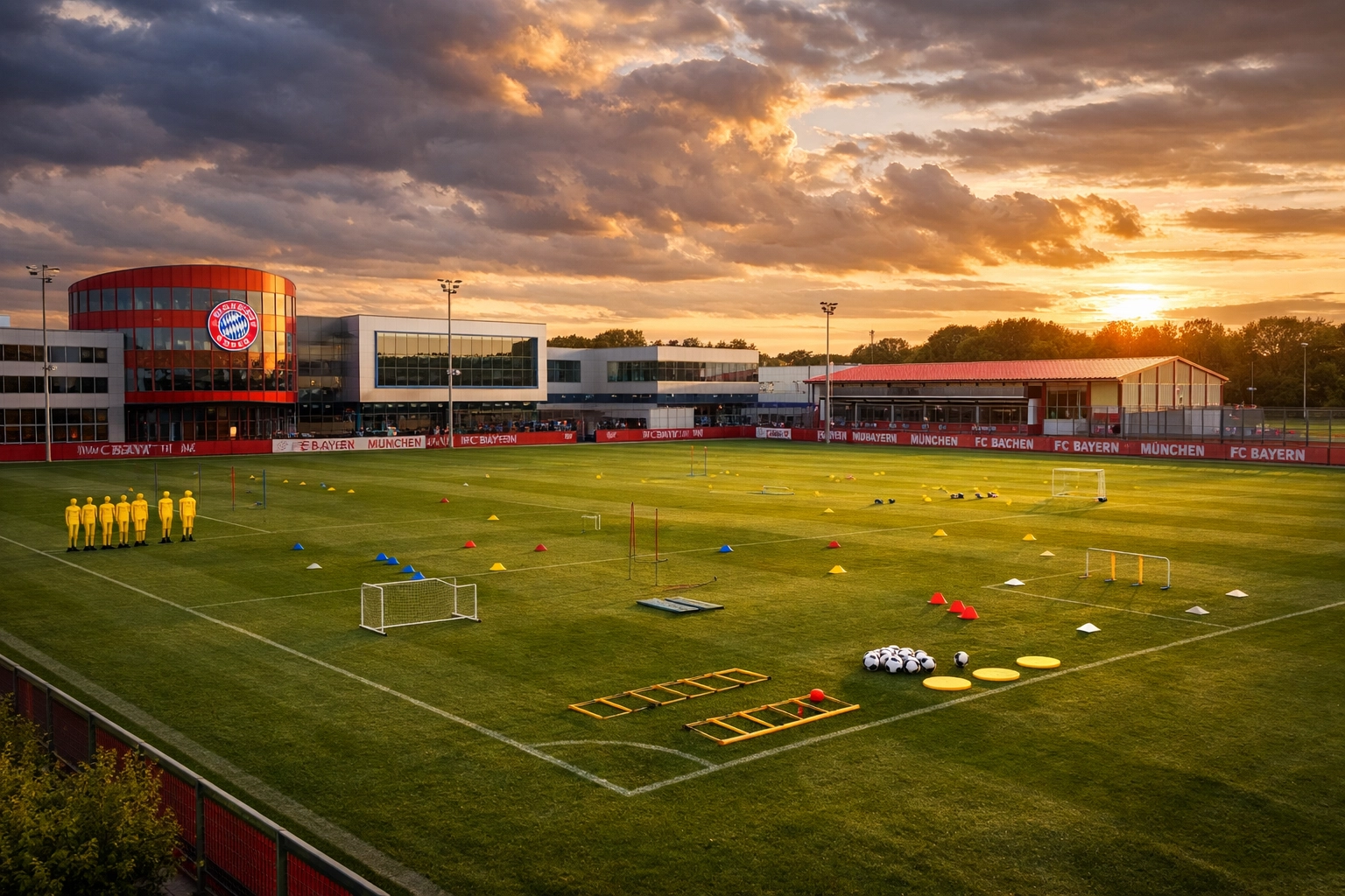 Bayern München Trainingsgelände Säbener Straße mit Blick auf Übungsplatz und Infrastruktur