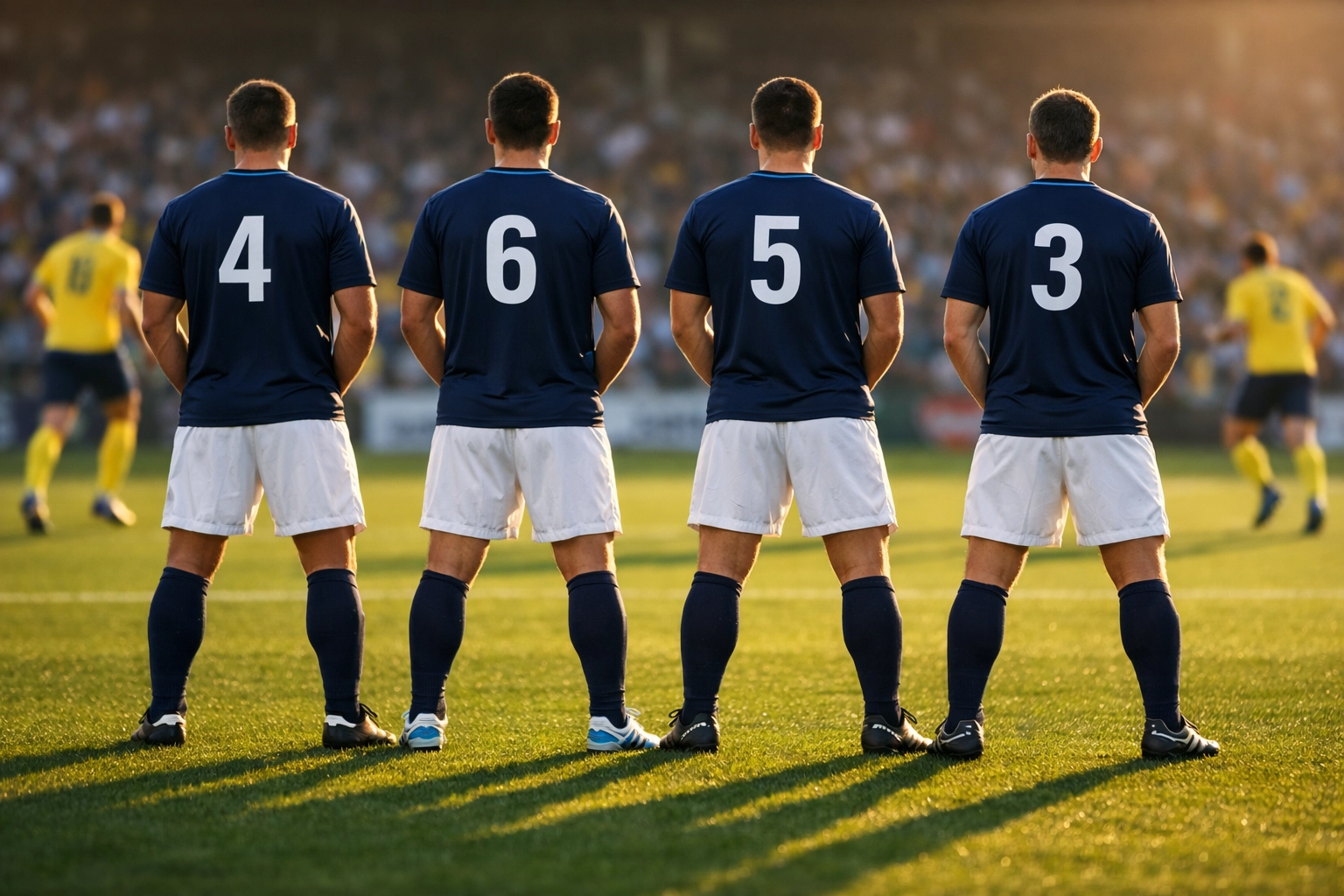 Defensivkette Formation im Champions League Spiel mit taktischer Ausrichtung
