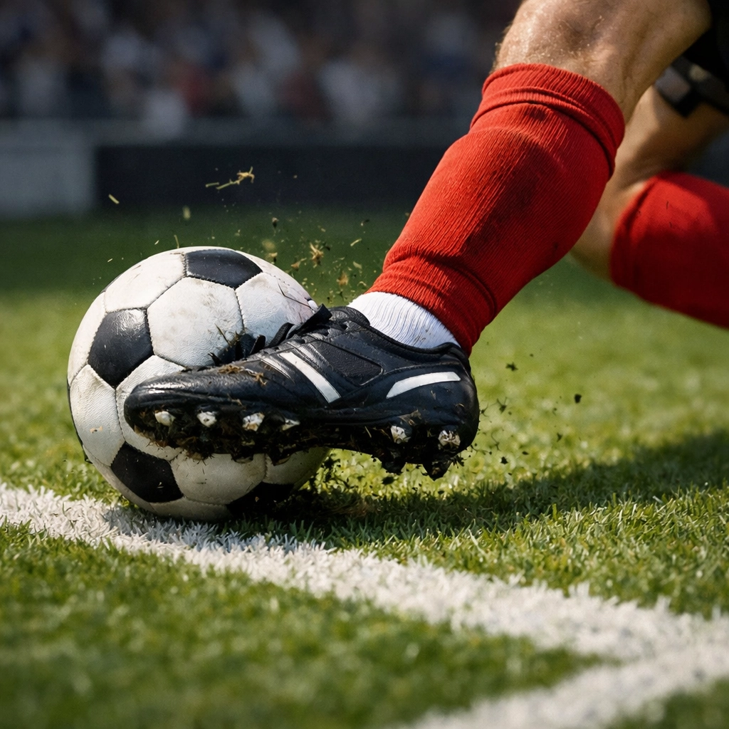 Torschuss eines klassischen Neuners im Bundesliga-Strafraum