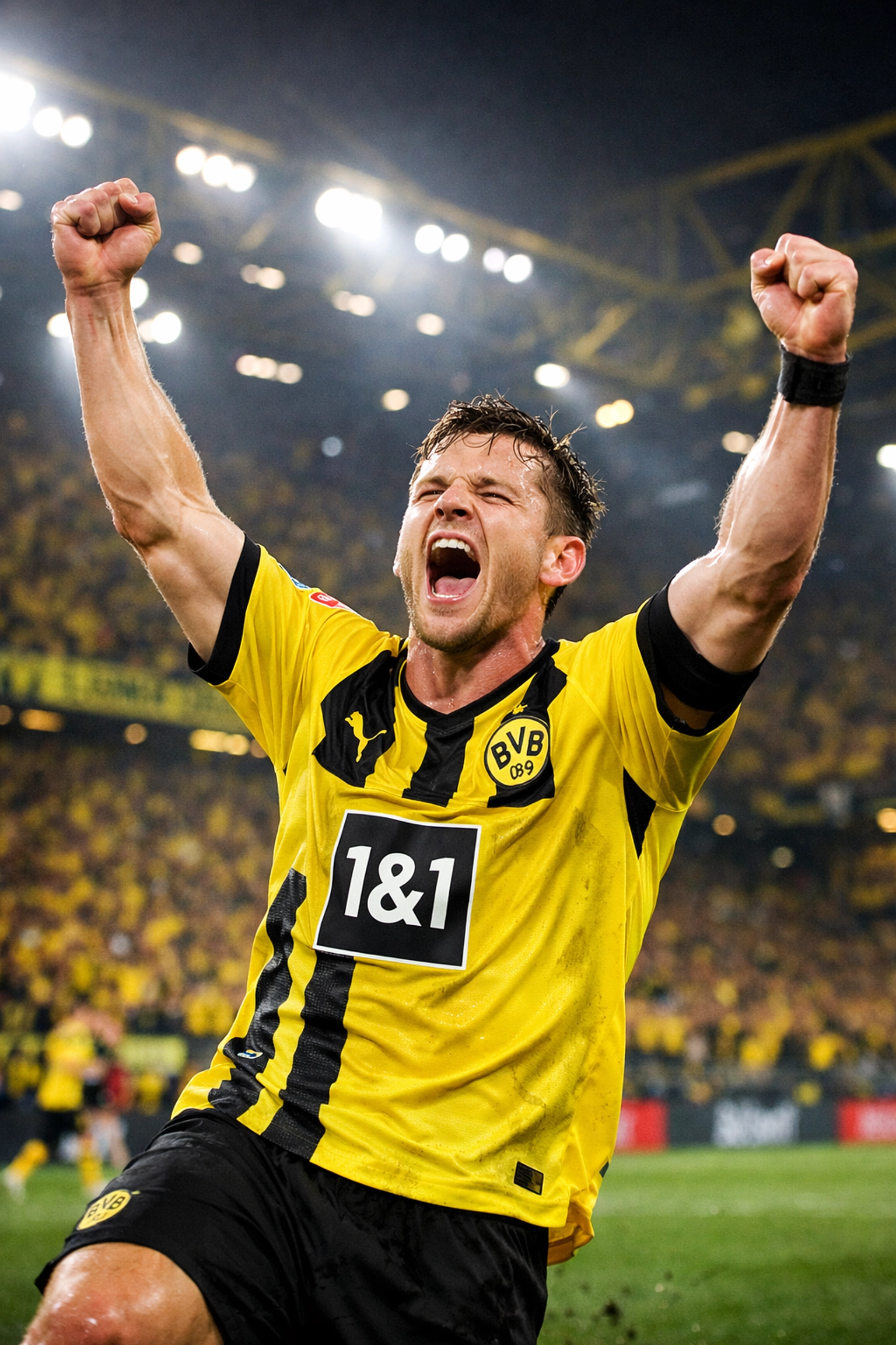 Borussia Dortmund Spieler jubelt nach Tor im Signal Iduna Park