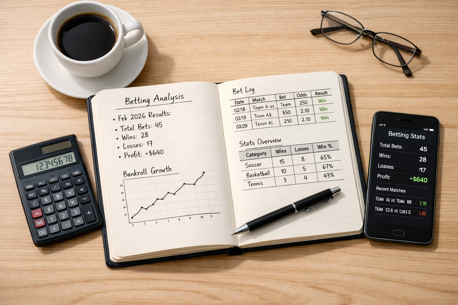 Systematische Dokumentation und Analyse von Sportwetten in strukturiertem Arbeitsbereich