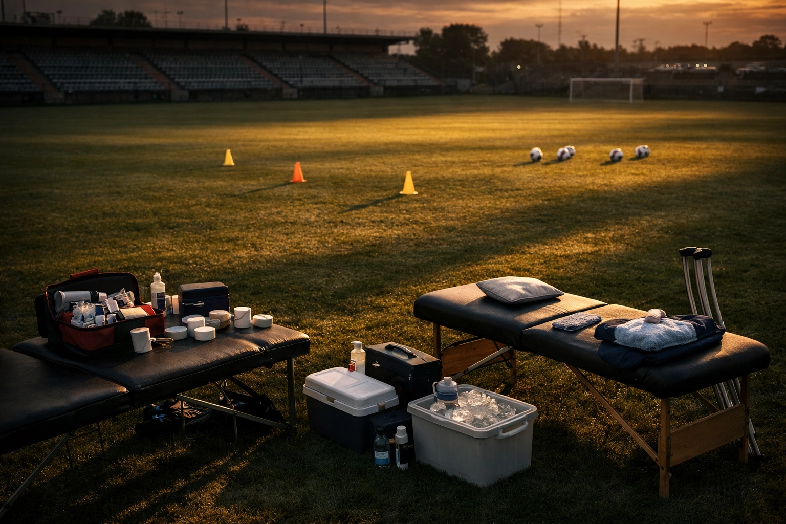 Leerer Trainingsplatz symbolisiert Verletzungskrise und zu kleine Kadergröße bei Bundesliga-Teams