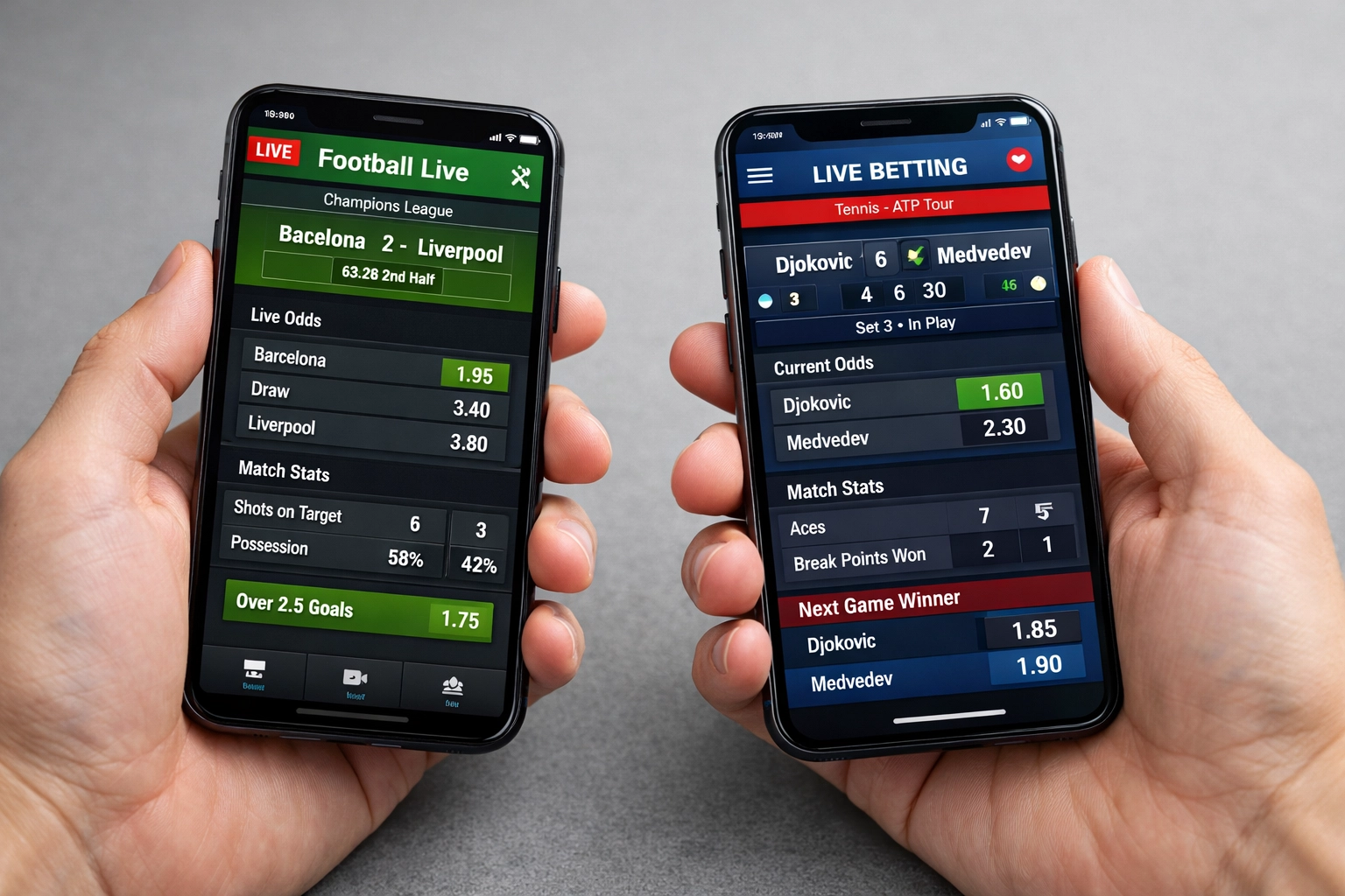 Vergleich von Wett-Apps auf Smartphones mit Live-Quoten und Statistiken