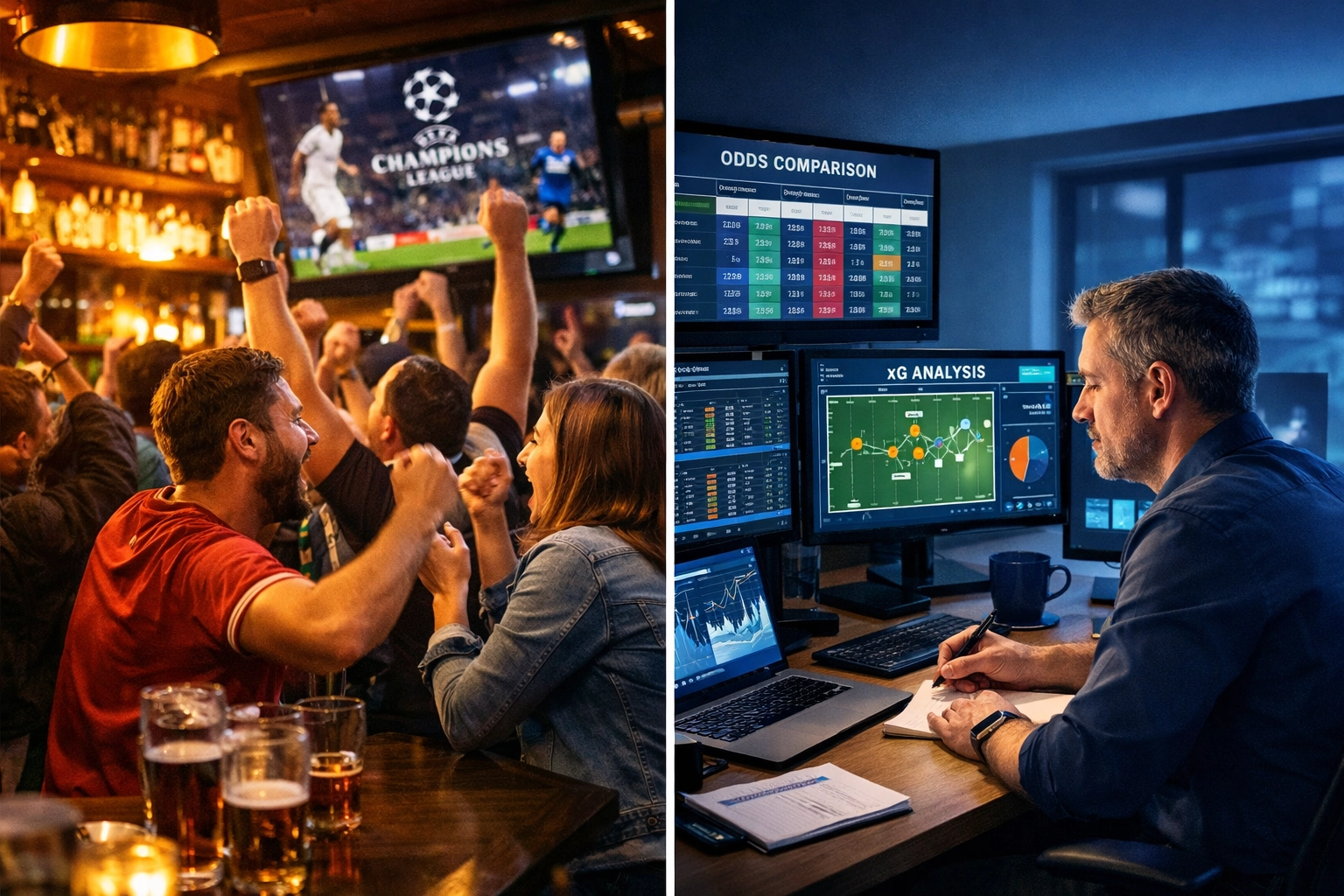 Kontrast zwischen emotionalen Fußballfans und datenbasierter Champions League Analyse