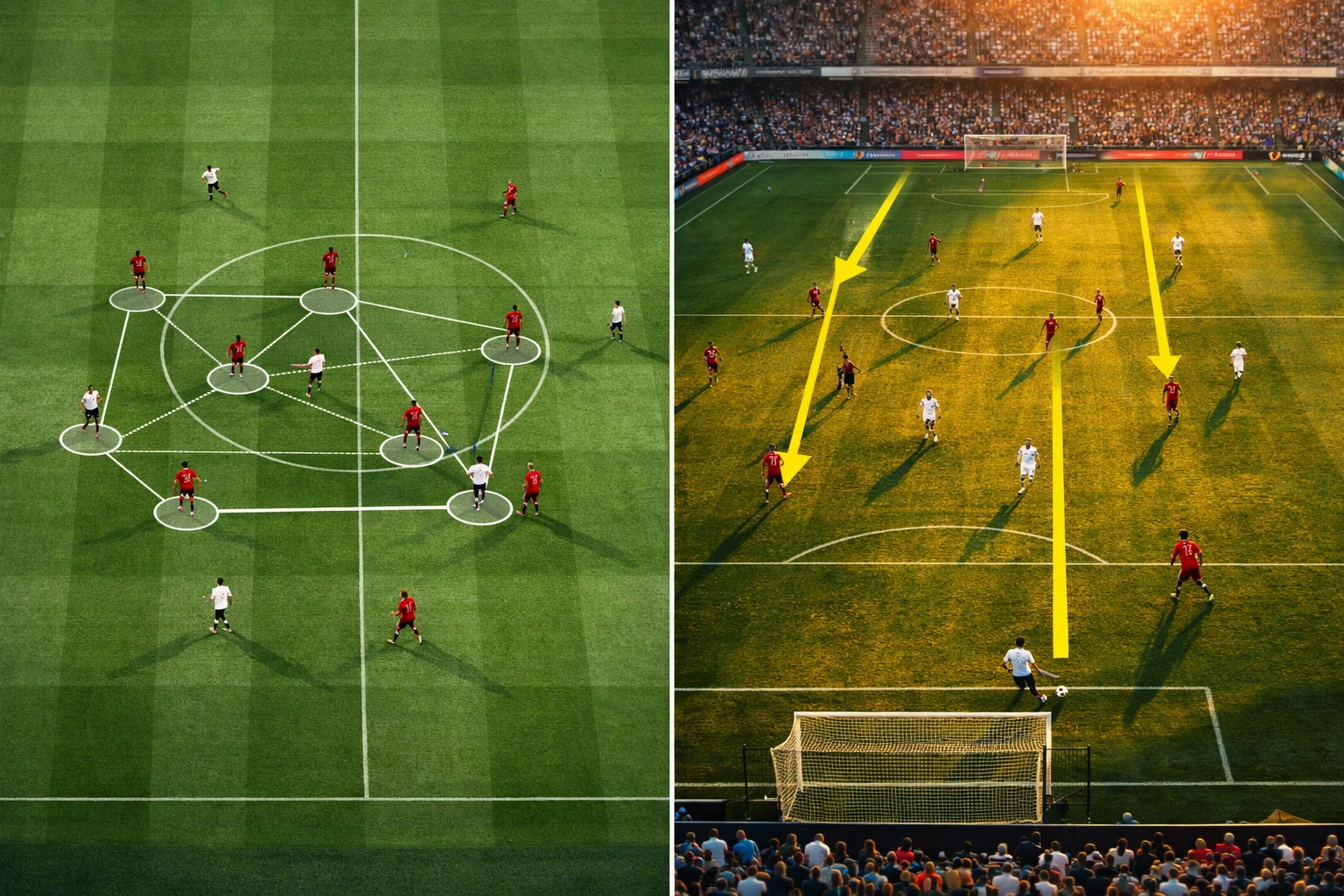 Pressing-Falle und Konterangriff Darstellung aus der Vogelperspektive