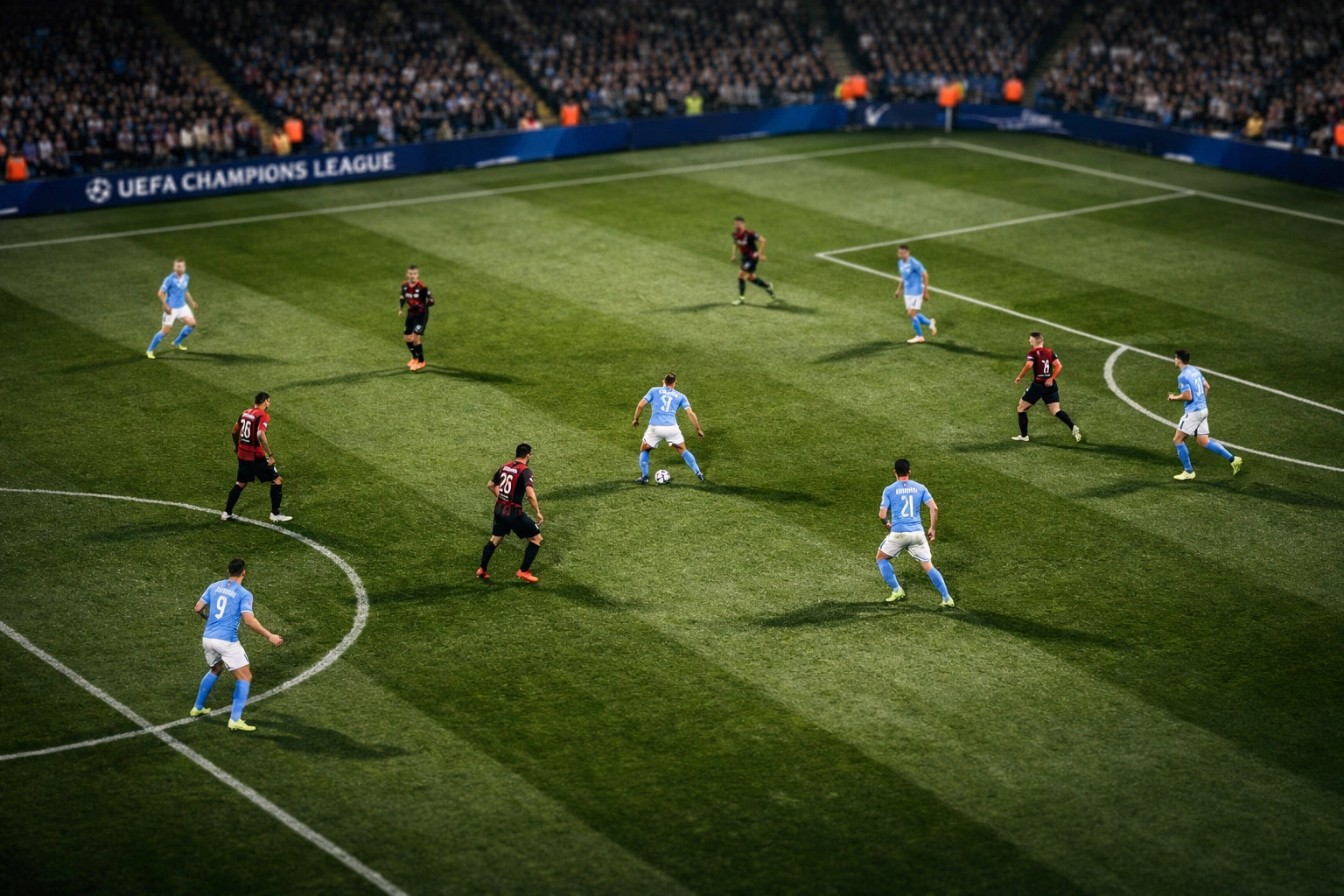 Manchester City Angriffstaktik mit falschem Neuner im Champions League Spiel