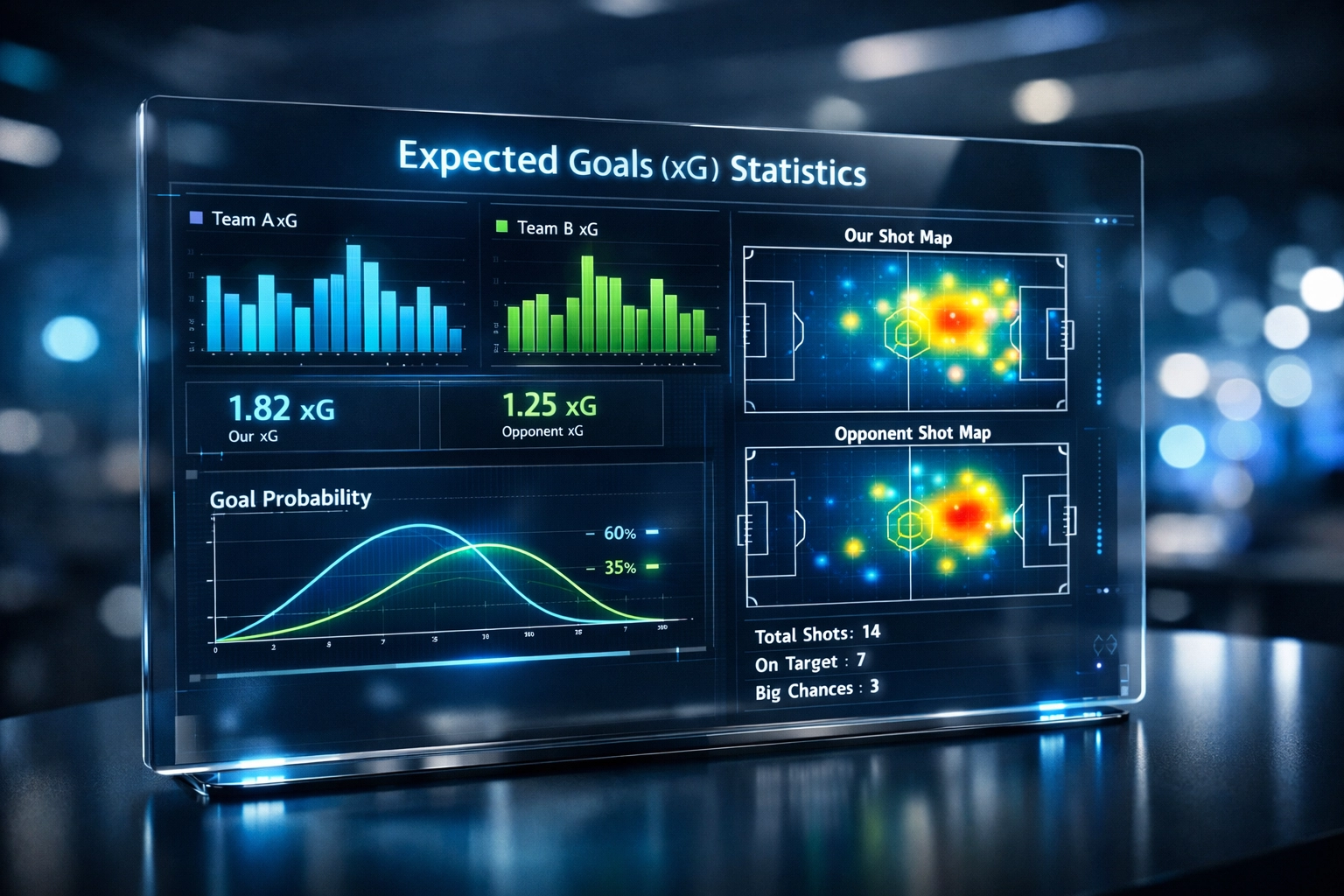 Expected Goals Dashboard mit xG-Statistiken für Bundesliga Wettanalyse