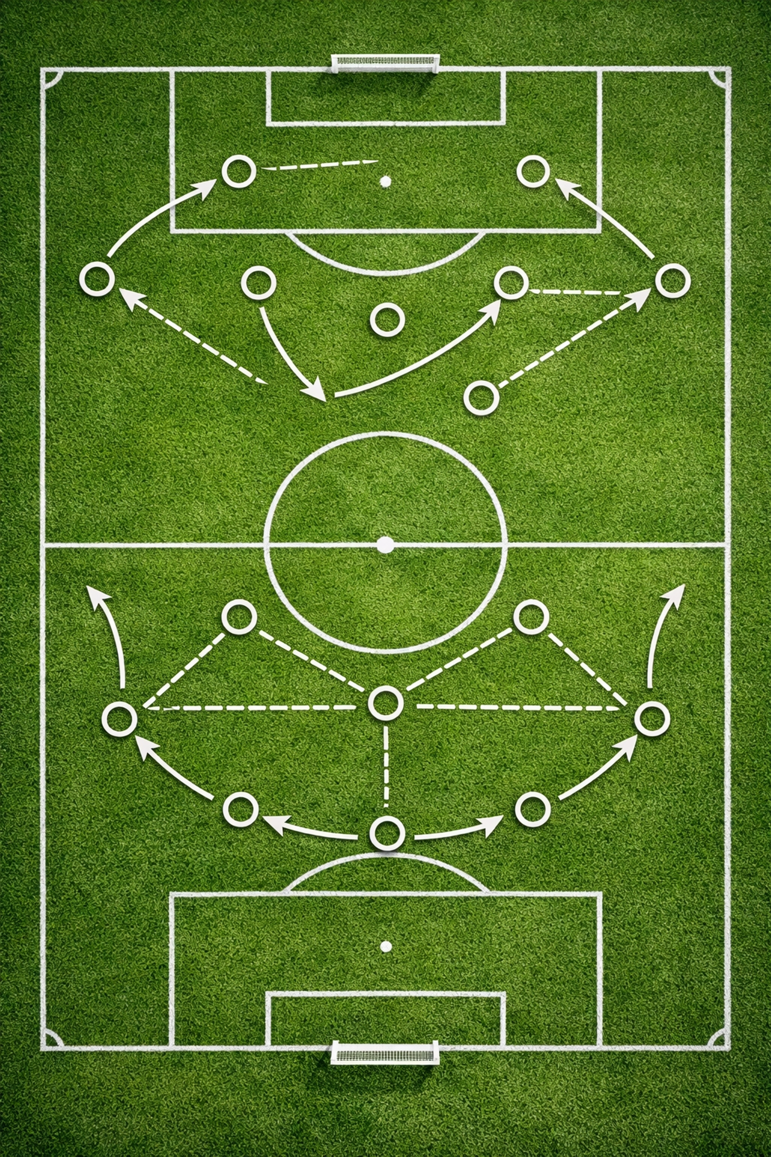 Taktische Spielfeldanalyse mit Positionierungen für Sportwetten-Strategie