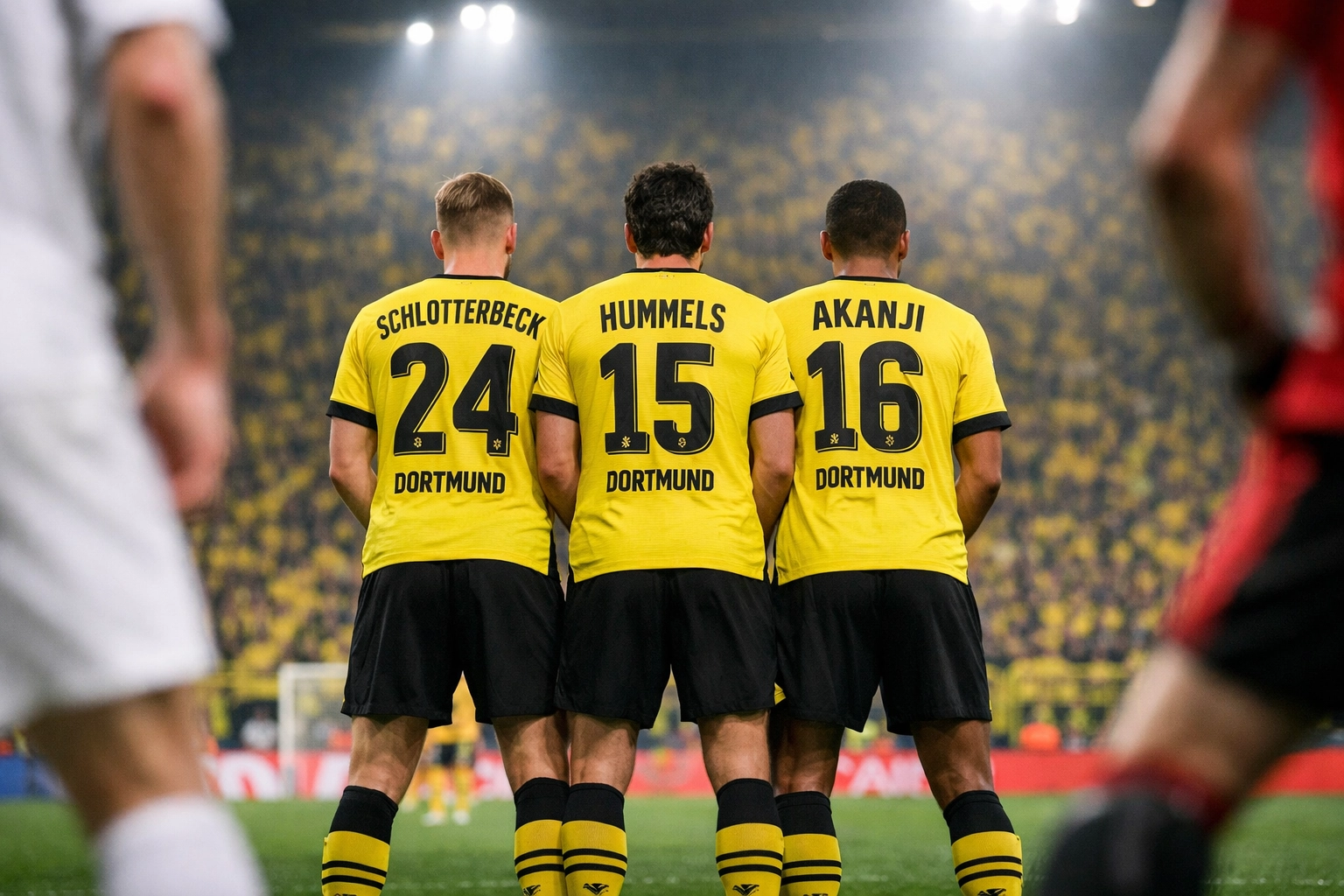 Borussia Dortmund Dreierkette in kompakter defensiver Formation
