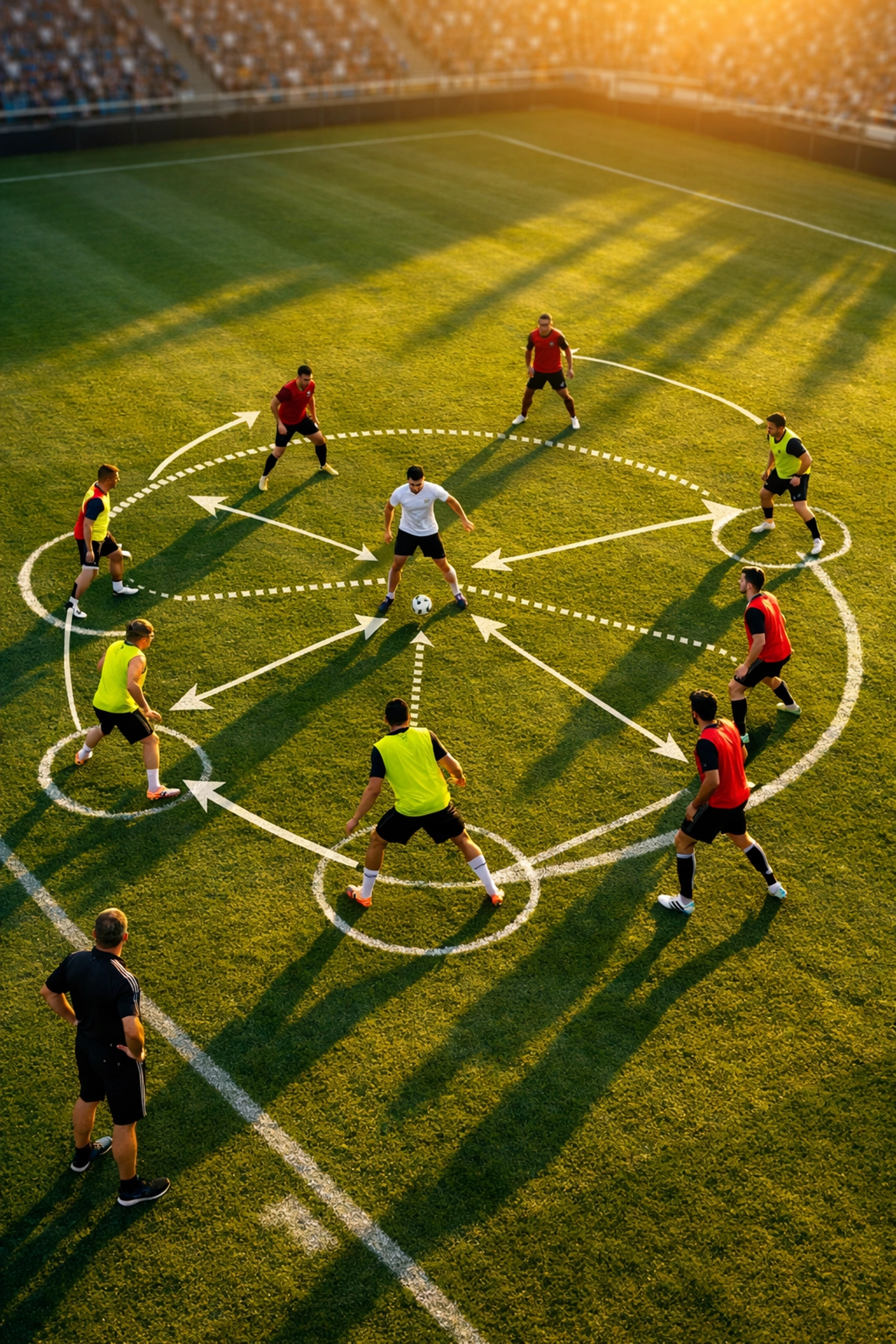 Taktisches Pressing-Training mit Bundesliga-Spielern in Formation