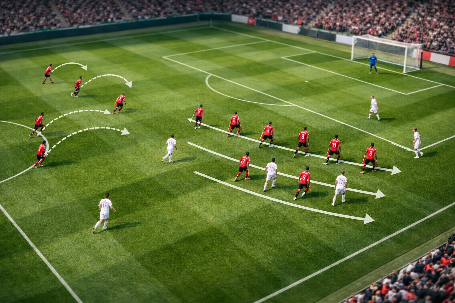 SC Freiburg Formationswechsel von 3-4-3 zu 5-2-3 aus der Vogelperspektive