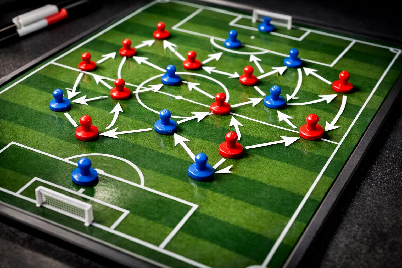 Taktiktafel zeigt Leverkusens Man-to-Man-Pressing-System unter Xabi Alonso