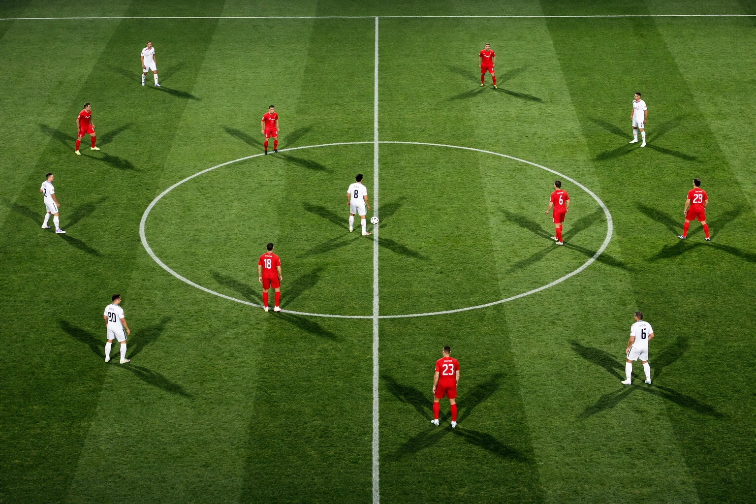 Taktische Übersicht Mittelfeld Champions League zeigt passive Pressing-Position der Spieler