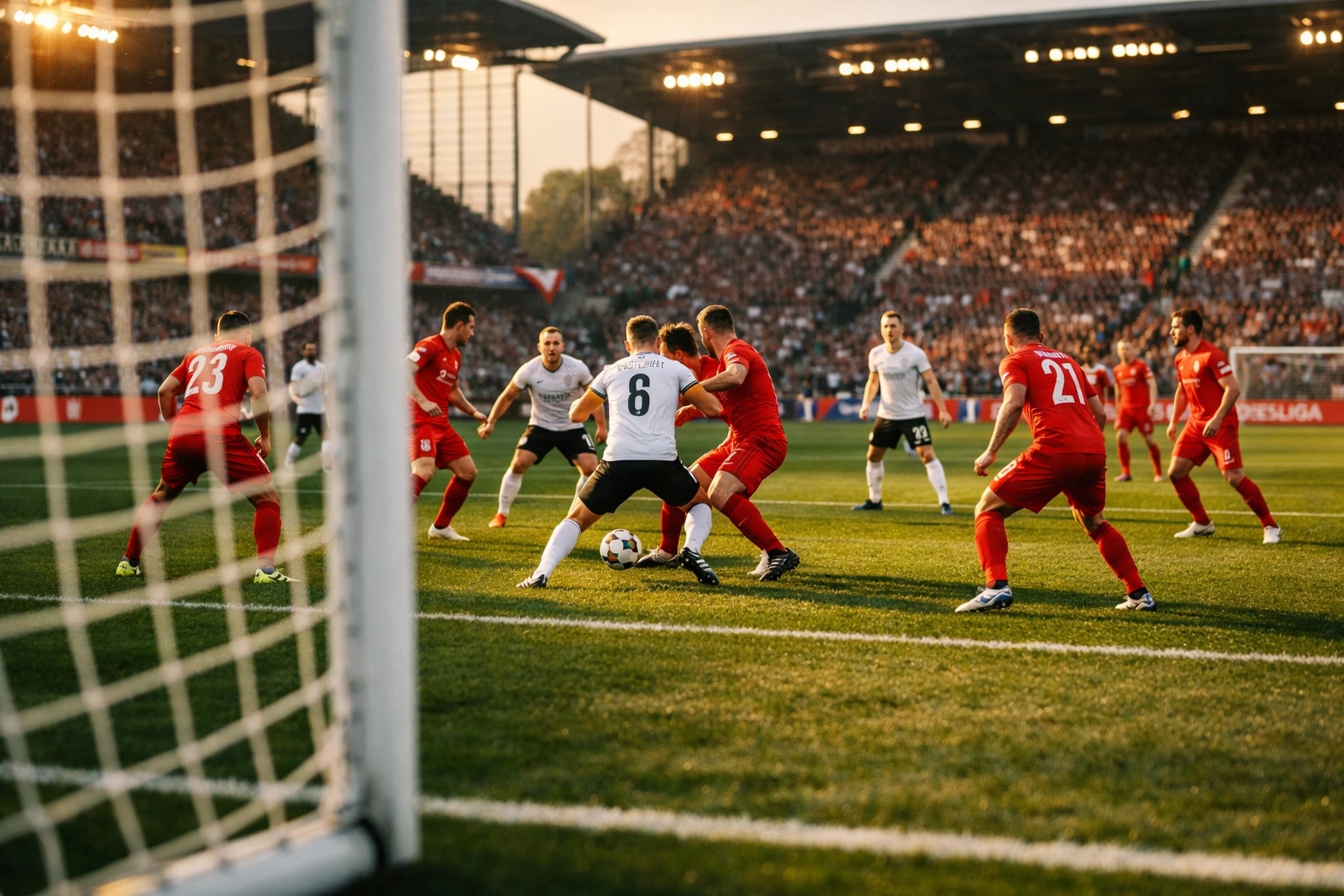 Hybrid-Pressing-Taktik im Bundesliga-Mittelfeld mit strukturierter Position