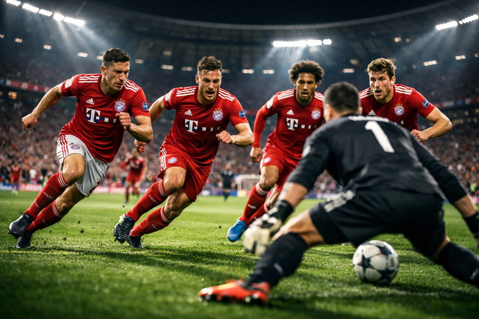 Bayern München Spieler beim aggressiven Pressing unter Vincent Kompany