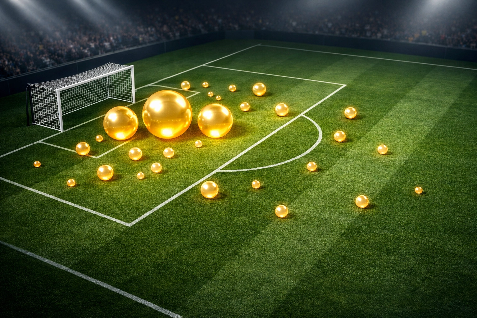 Visualisierung von Expected Goals Werten auf dem Spielfeld bei Bundesliga-Torchancen