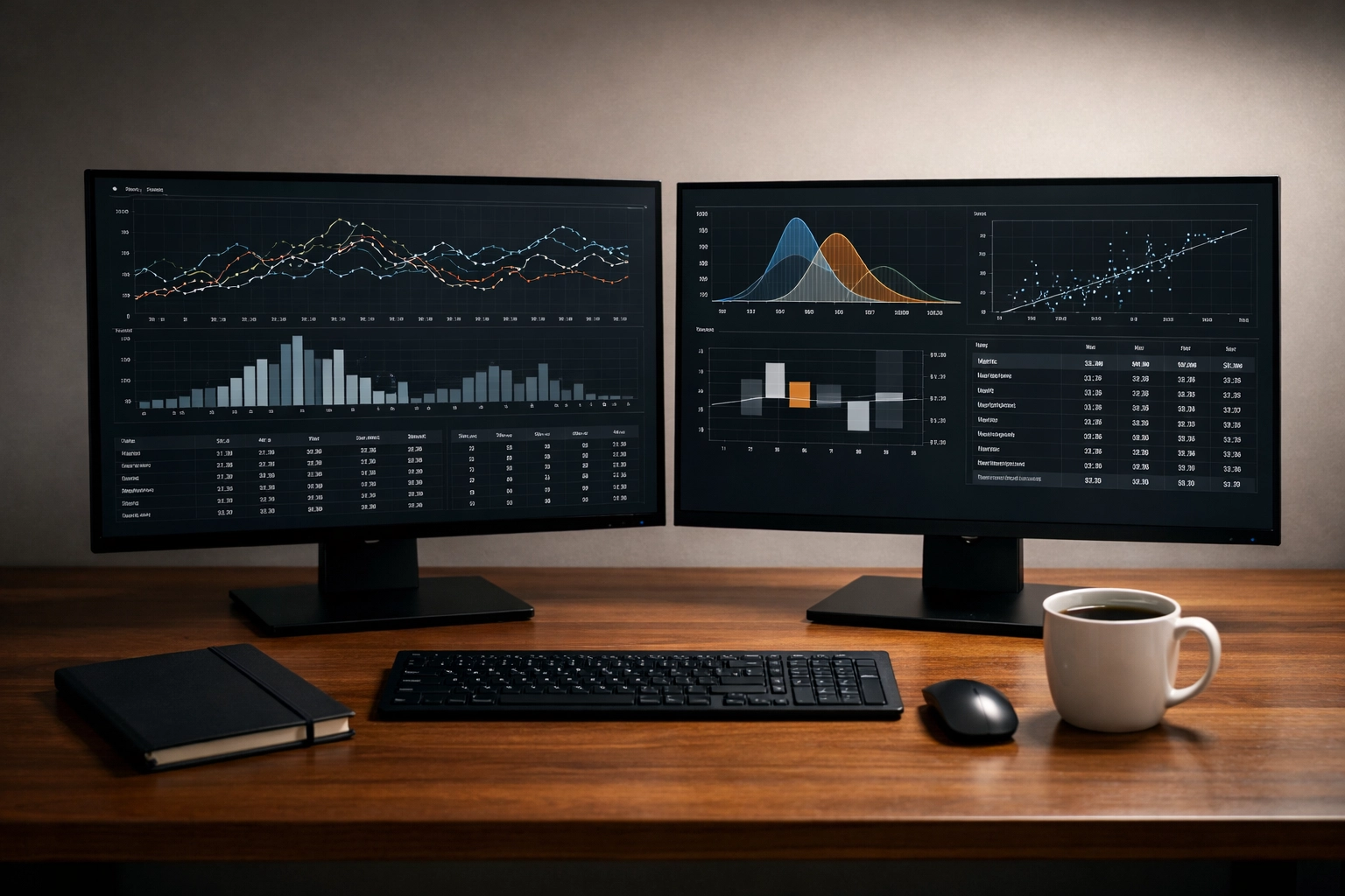 E-Sports Wettanalyse am PC mit Diagrammen zur Berechnung der Gewinnwahrscheinlichkeit.