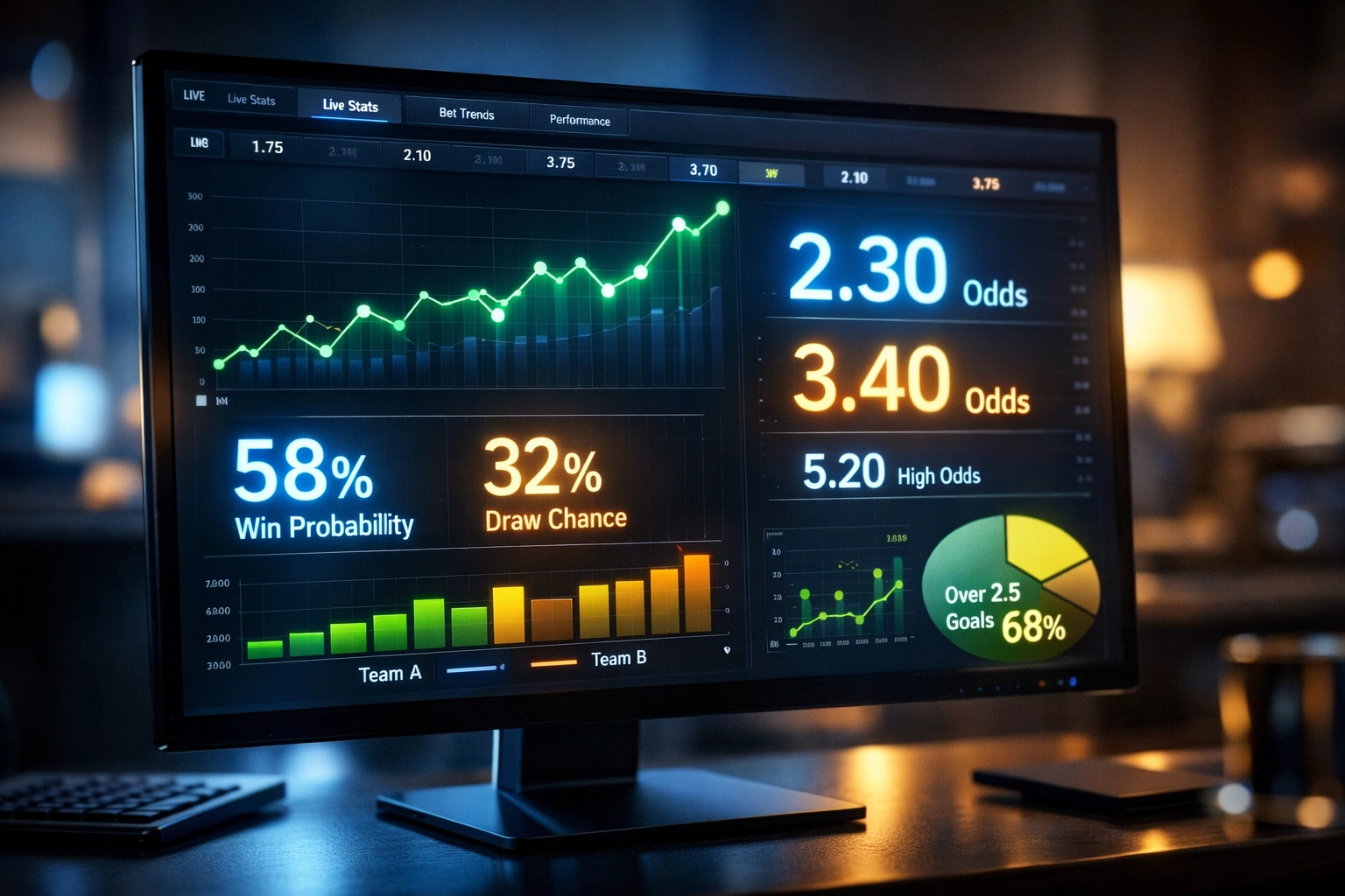 Dashboard zur Analyse von Wettquoten und Wahrscheinlichkeitsberechnungen für Value Bets