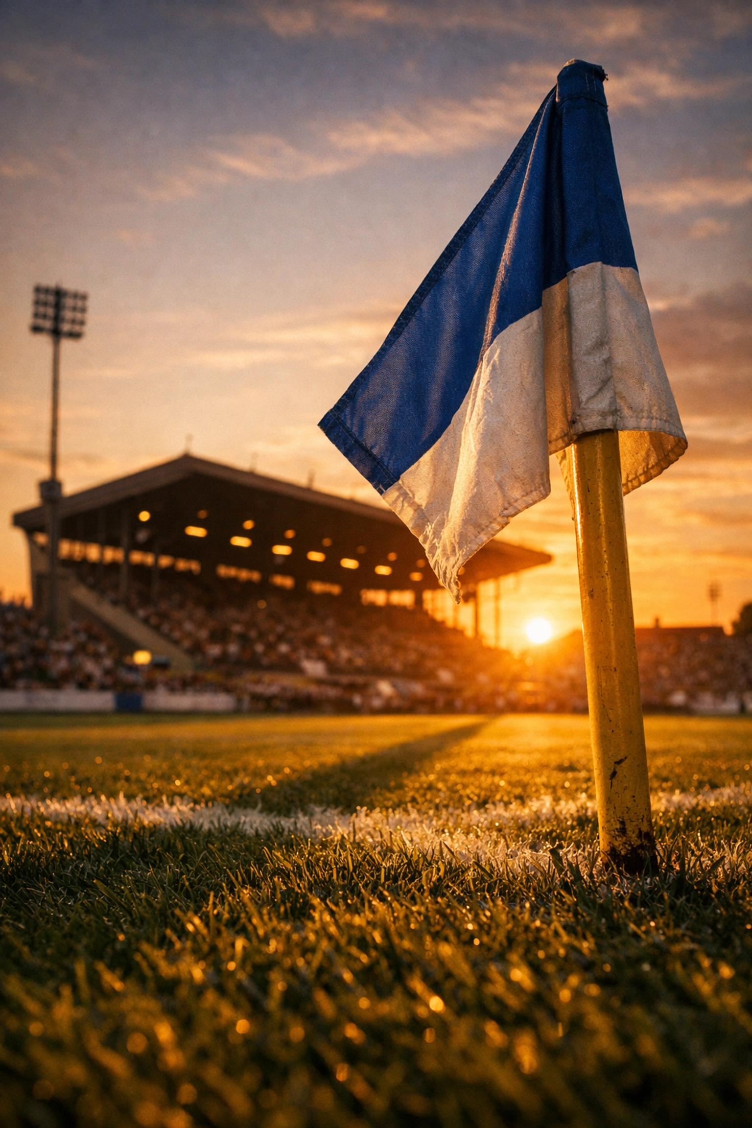 Eckfahne im Grünwalder Stadion beim Derby zwischen 1860 München und Unterhaching