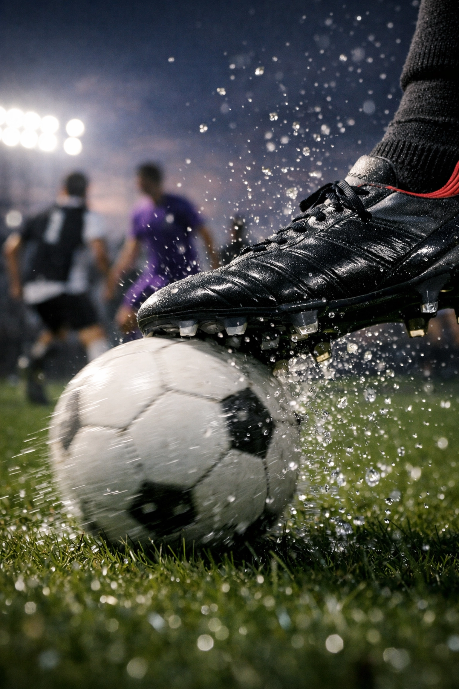 Nahaufnahme eines Fußballschuhs beim Schuss für die Serie A Prognose am 02.03.2026.