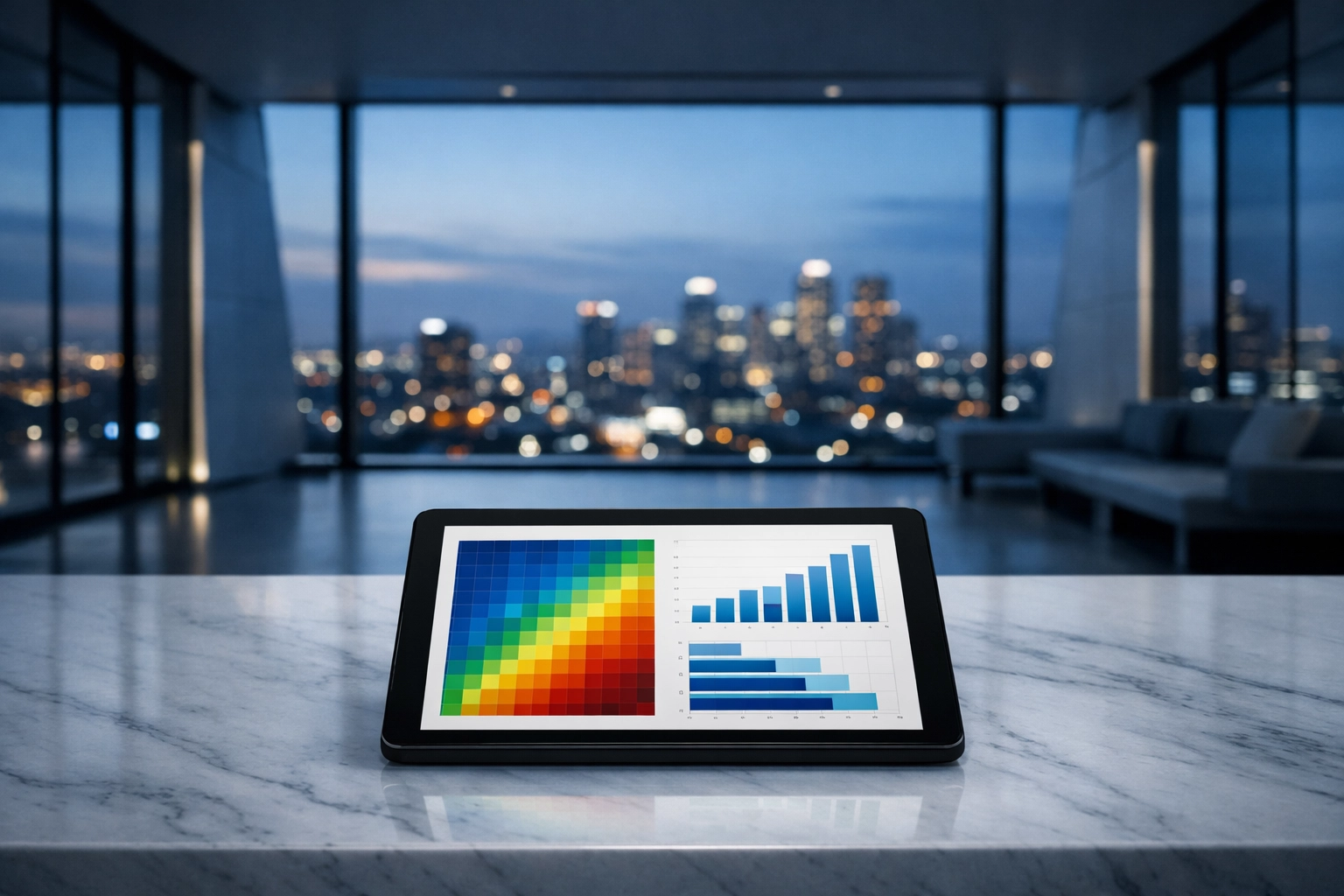 Datenbasierte Visualisierung von Wahrscheinlichkeiten und Value durch Quotenänderungen auf einem Tablet.