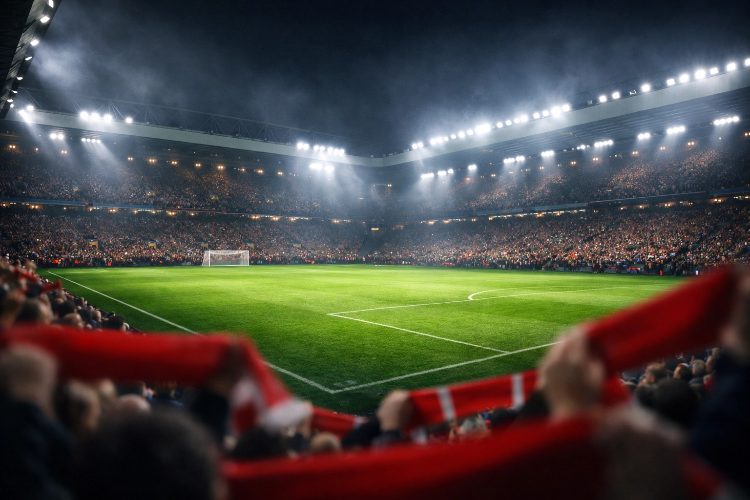 Flutlichtatmosphäre im Fußballstadion für die Prognose zum Spiel Liverpool gegen Galatasaray