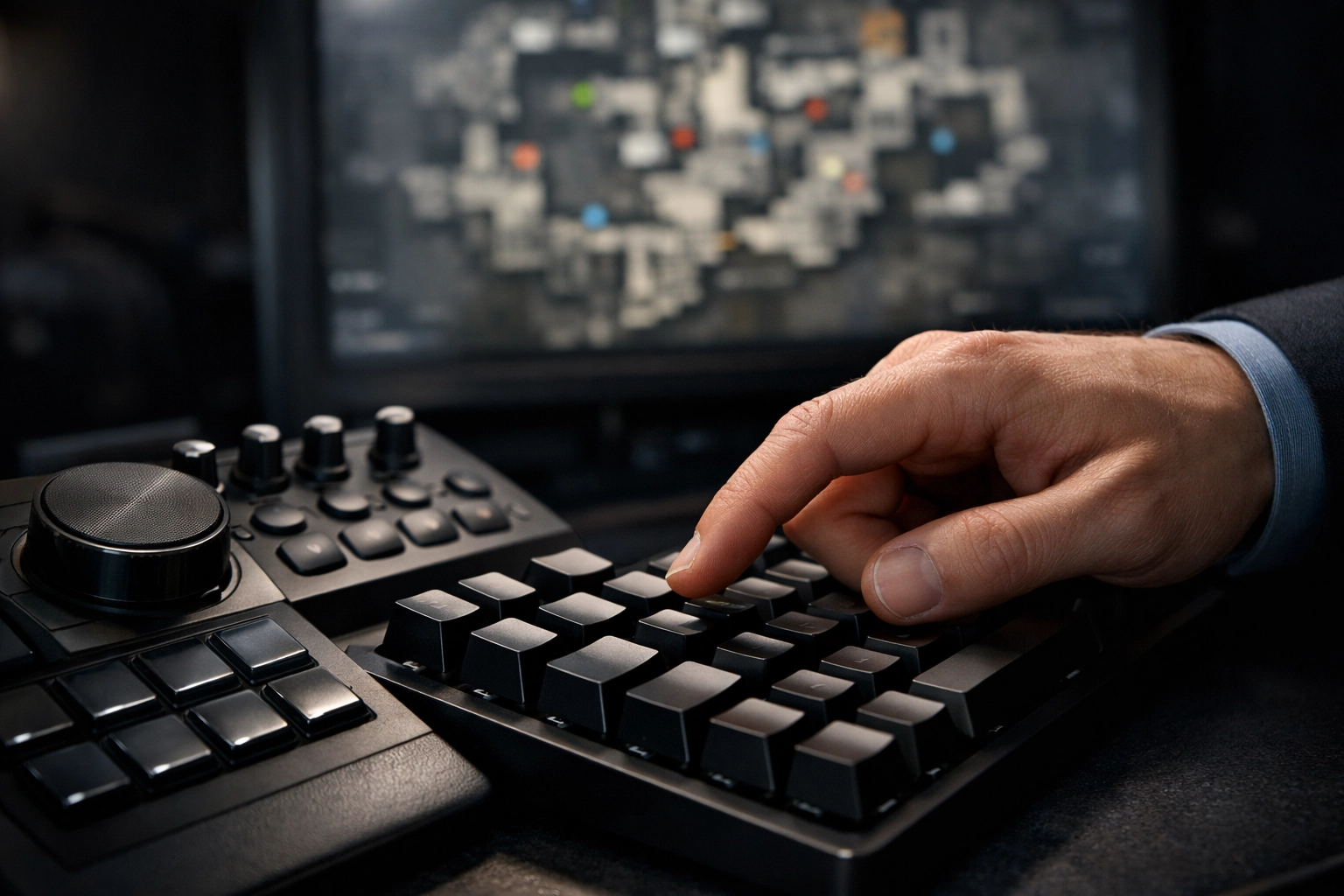 Nahaufnahme eines Analysten bei der Datenerfassung mit Hotkeys für taktische E-Sports Analysen.
