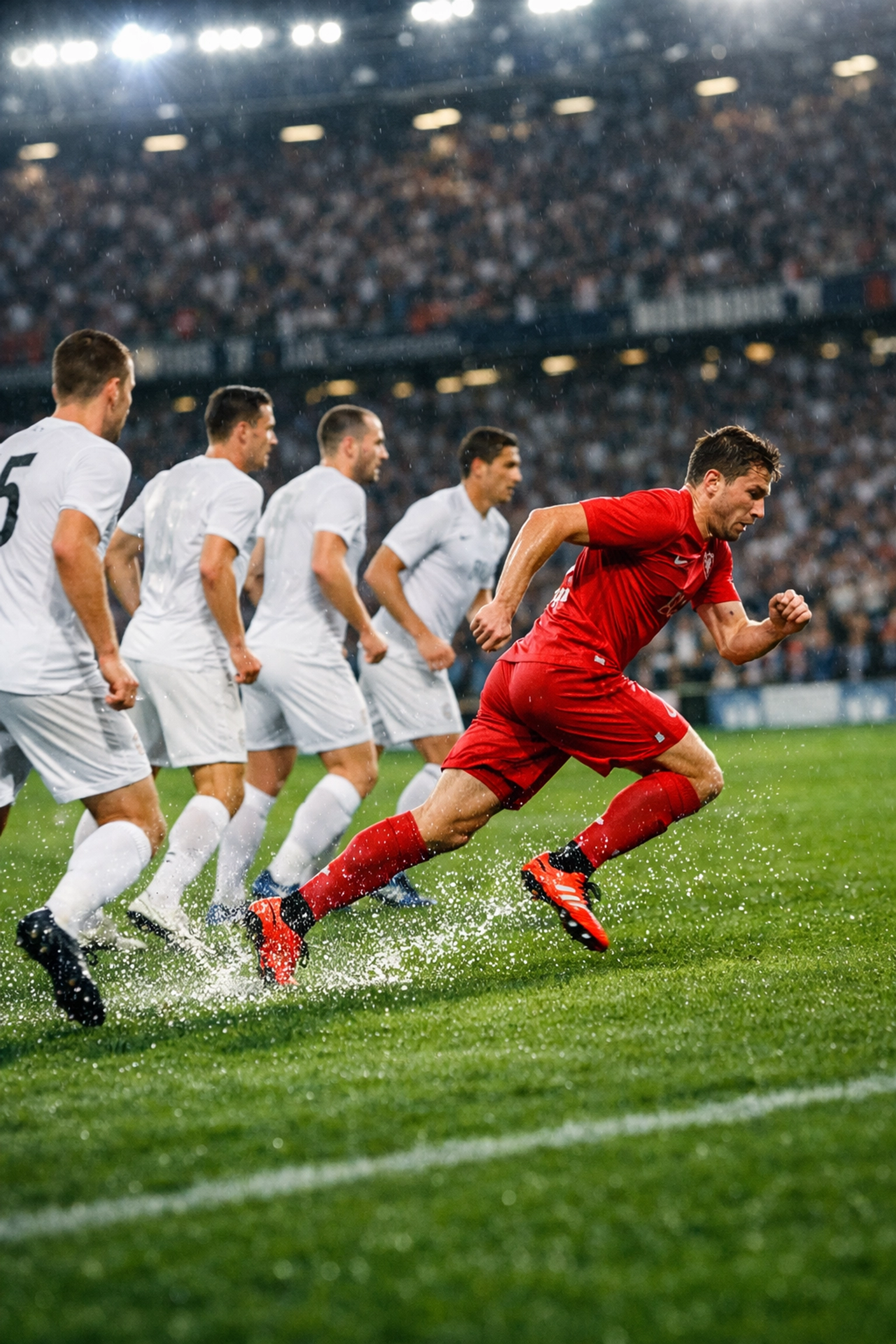 Spielszene: Liverpools Offensive attackiert die hohe Abwehrkette der Tottenham Hotspur