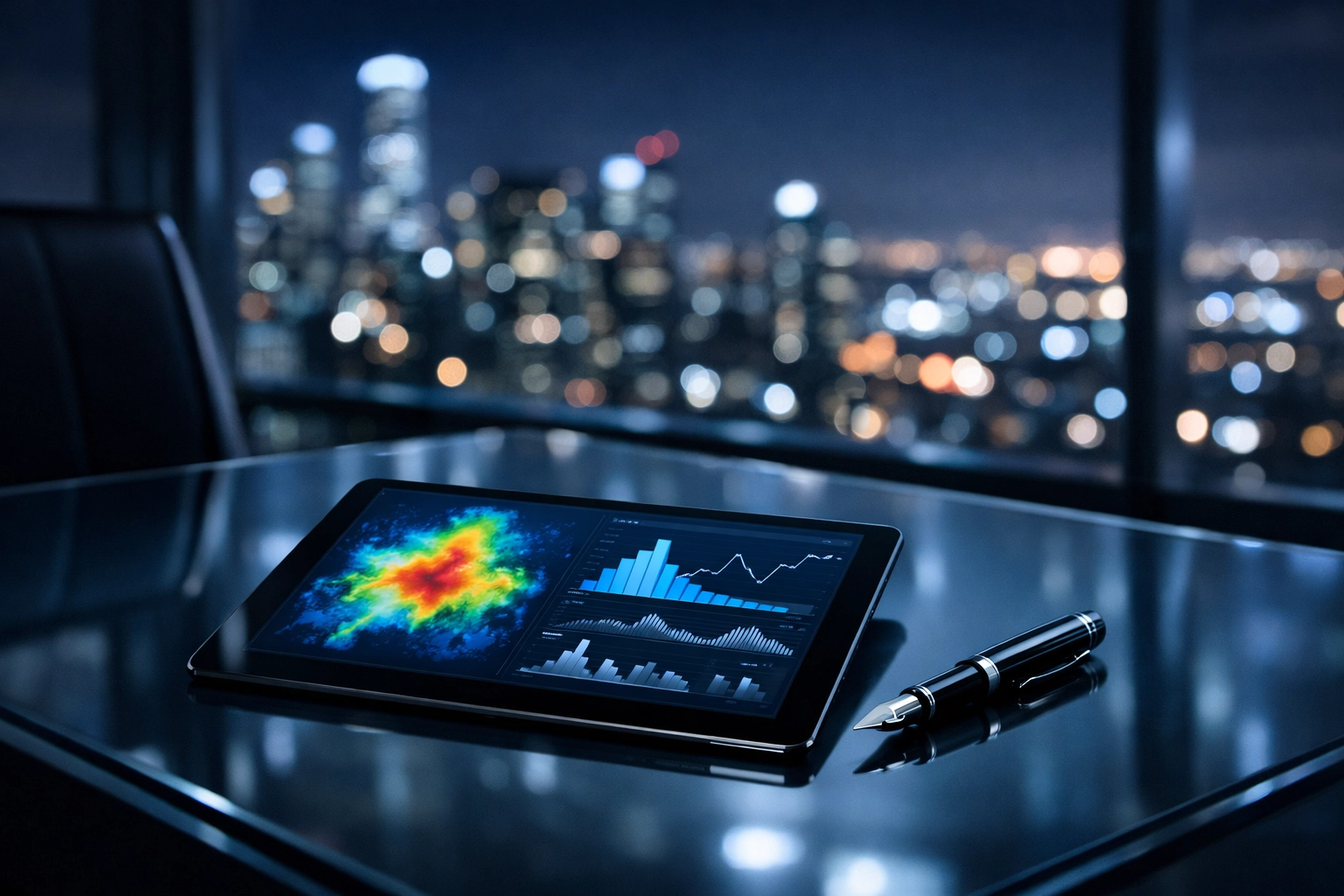 Statistische Heatmap auf einem Tablet zur professionellen Analyse von Markttrends und Smart Money Bewegungen.