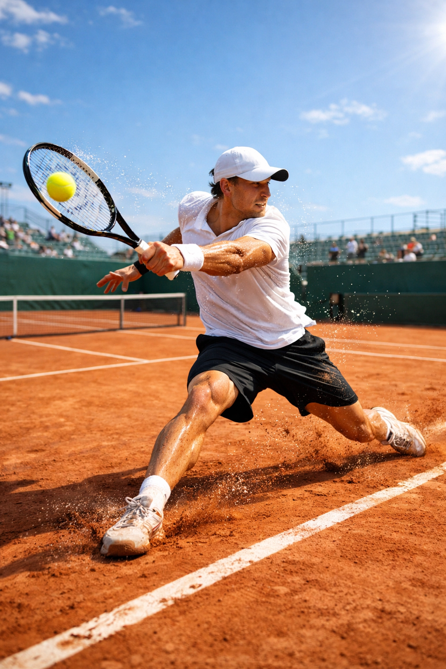 Tennisspieler an der Grundlinie zur taktischen Match-Analyse bei ATP und WTA Turnieren.