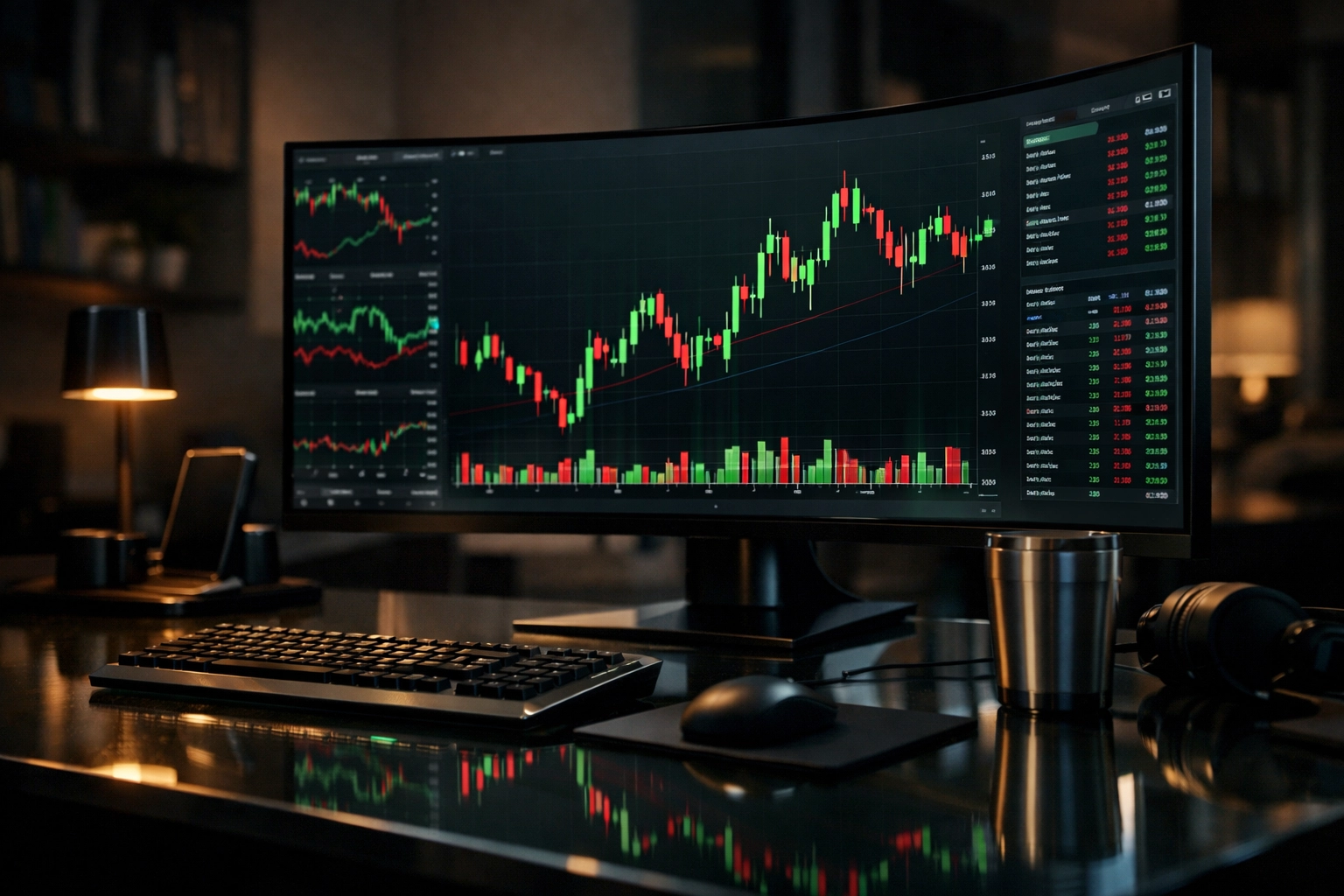 Professionelle Marktanalyse von Quotenbewegungen auf einem Monitor mit Charts.